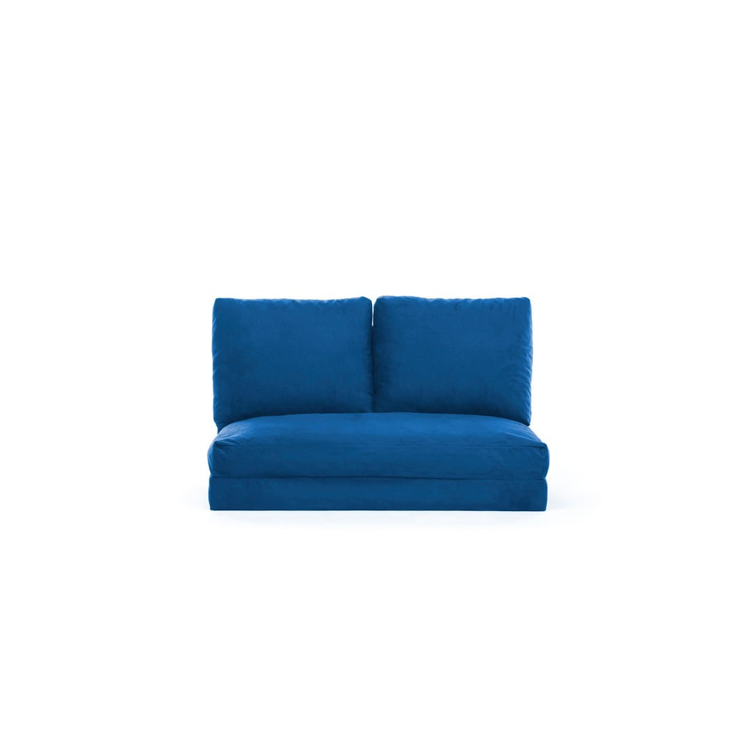 Canapea extensibila, Hanah Home, metal, textil poliester, albastru, 185x120 cm — imaginea 5