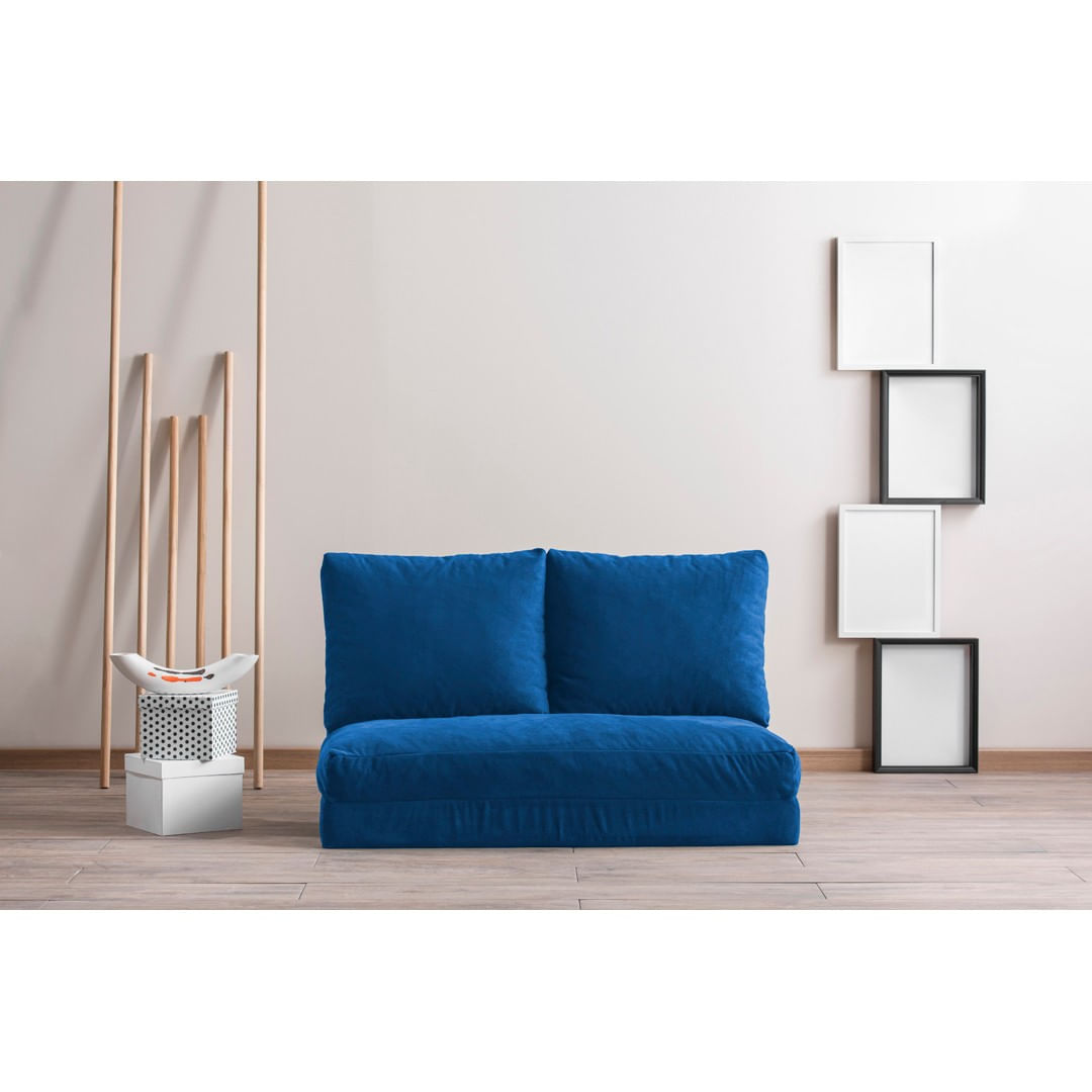 Canapea extensibila, Hanah Home, metal, textil poliester, albastru, 185x120 cm — imaginea 7