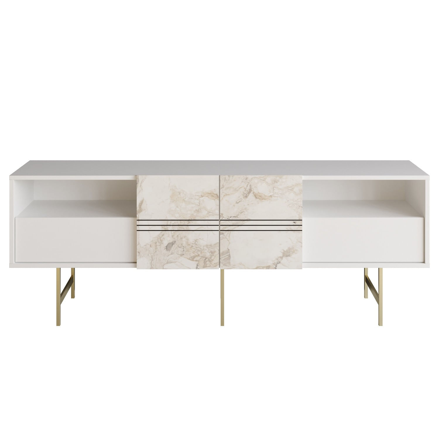 Comoda tv, Hanah Home, panou aglomerat melaminat, alb, 180x37.1x64.7 cm — imaginea 4