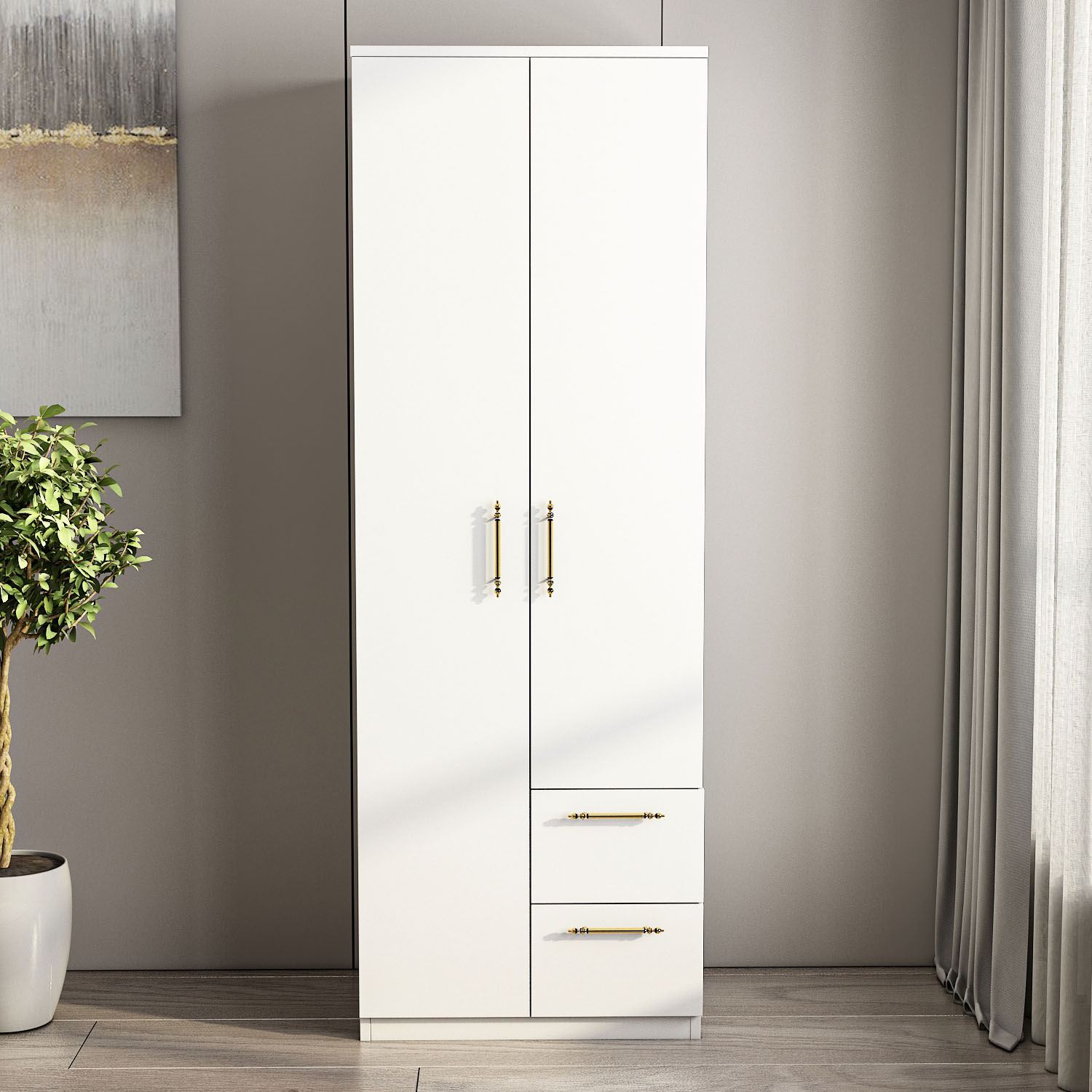 Sifonier, Hanah Home, pal melaminat, alb, 60x45x171.8 cm, 382NRC1162 — imaginea 3