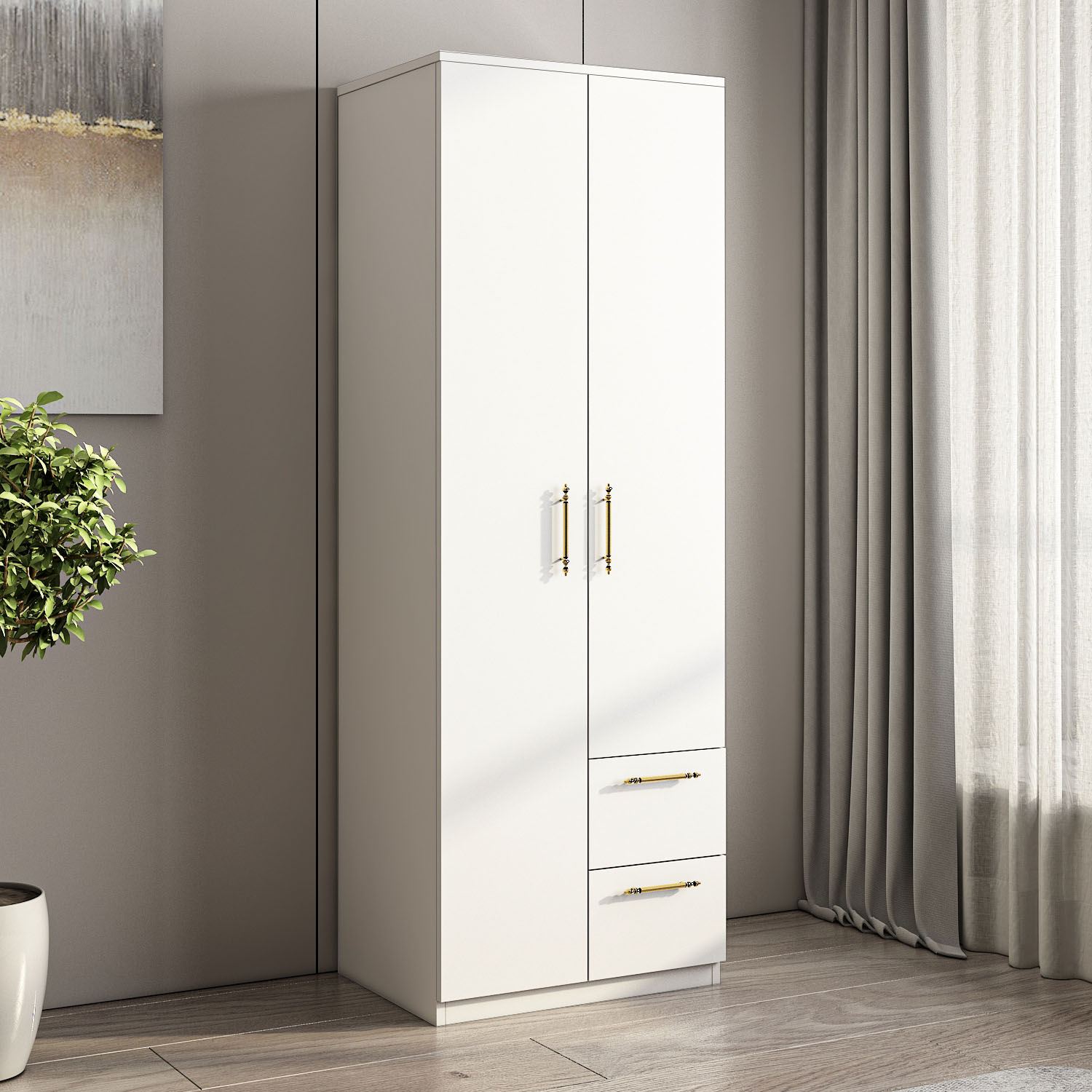 Sifonier, Hanah Home, pal melaminat, alb, 60x45x171.8 cm, 382NRC1162 — imaginea 4