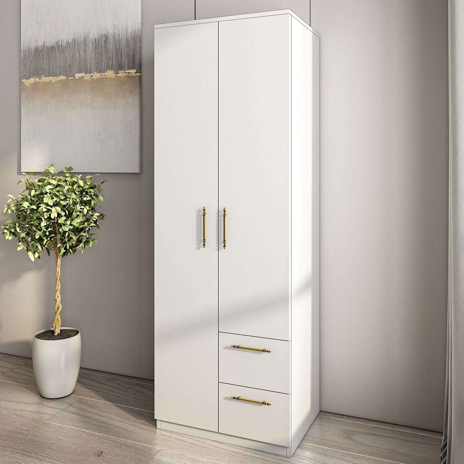 Sifonier, Hanah Home, pal melaminat, alb, 60x45x171.8 cm, 382NRC1162 — imaginea 5
