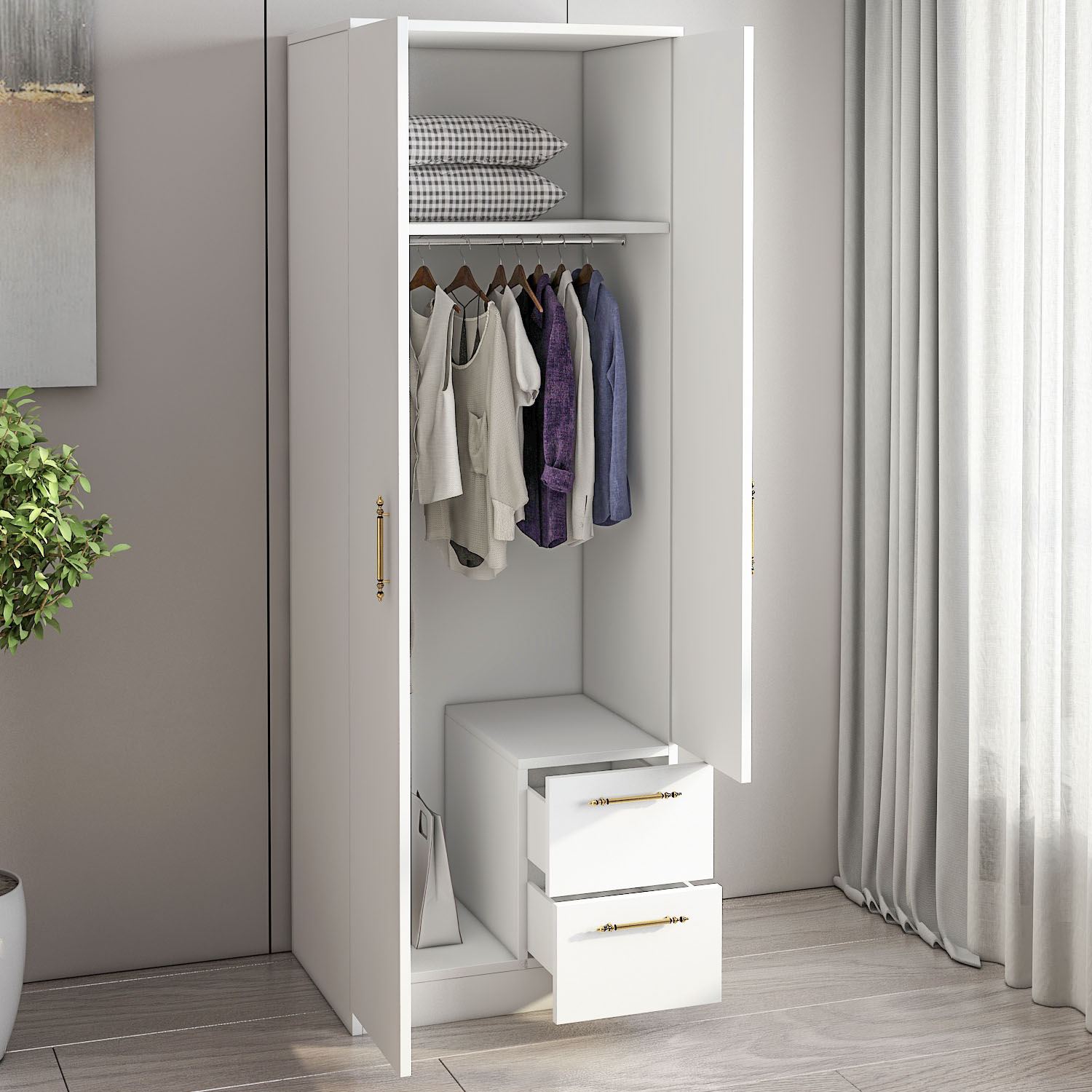 Sifonier, Hanah Home, pal melaminat, alb, 60x45x171.8 cm, 382NRC1162 — imaginea 6