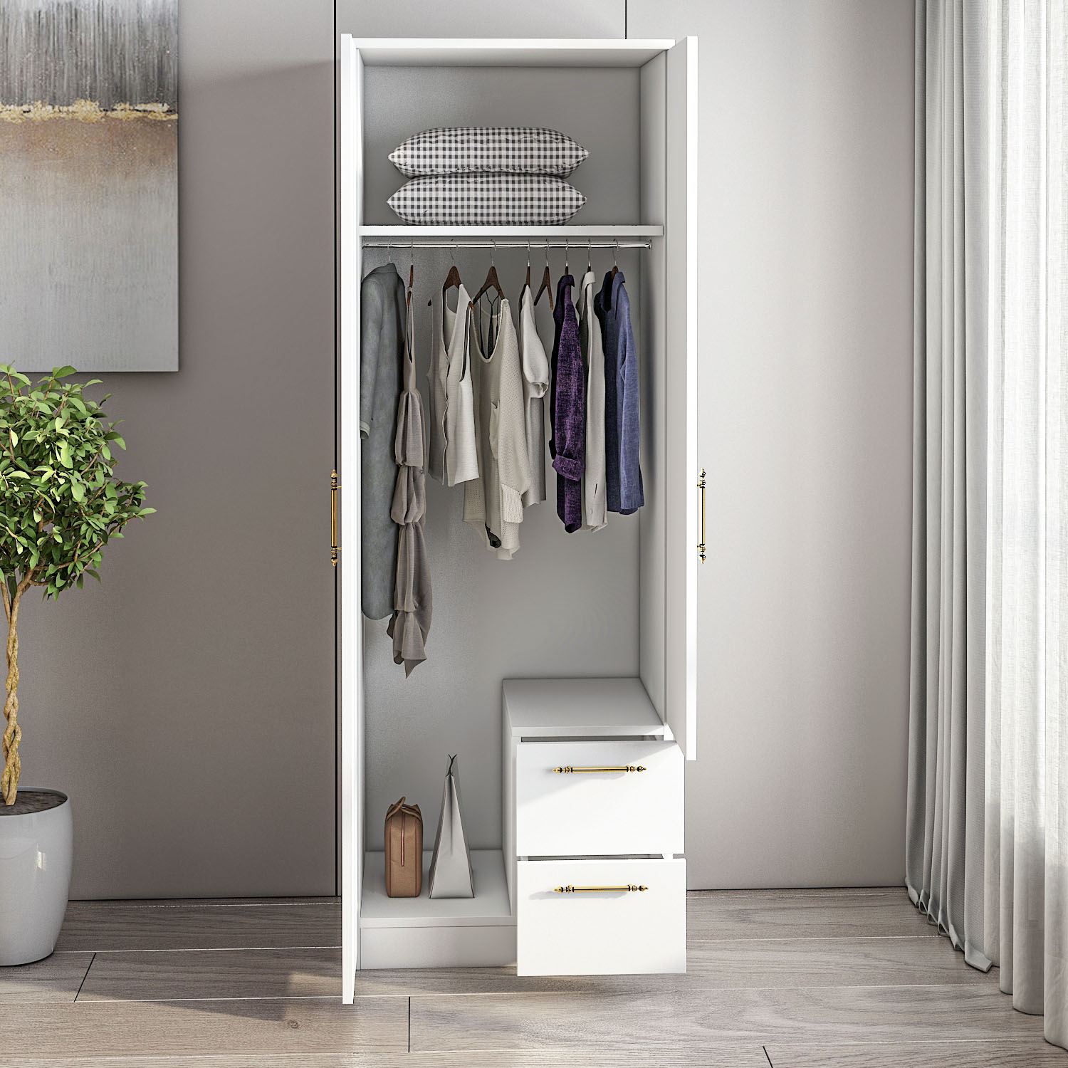 Sifonier, Hanah Home, pal melaminat, alb, 60x45x171.8 cm, 382NRC1162 — imaginea 7