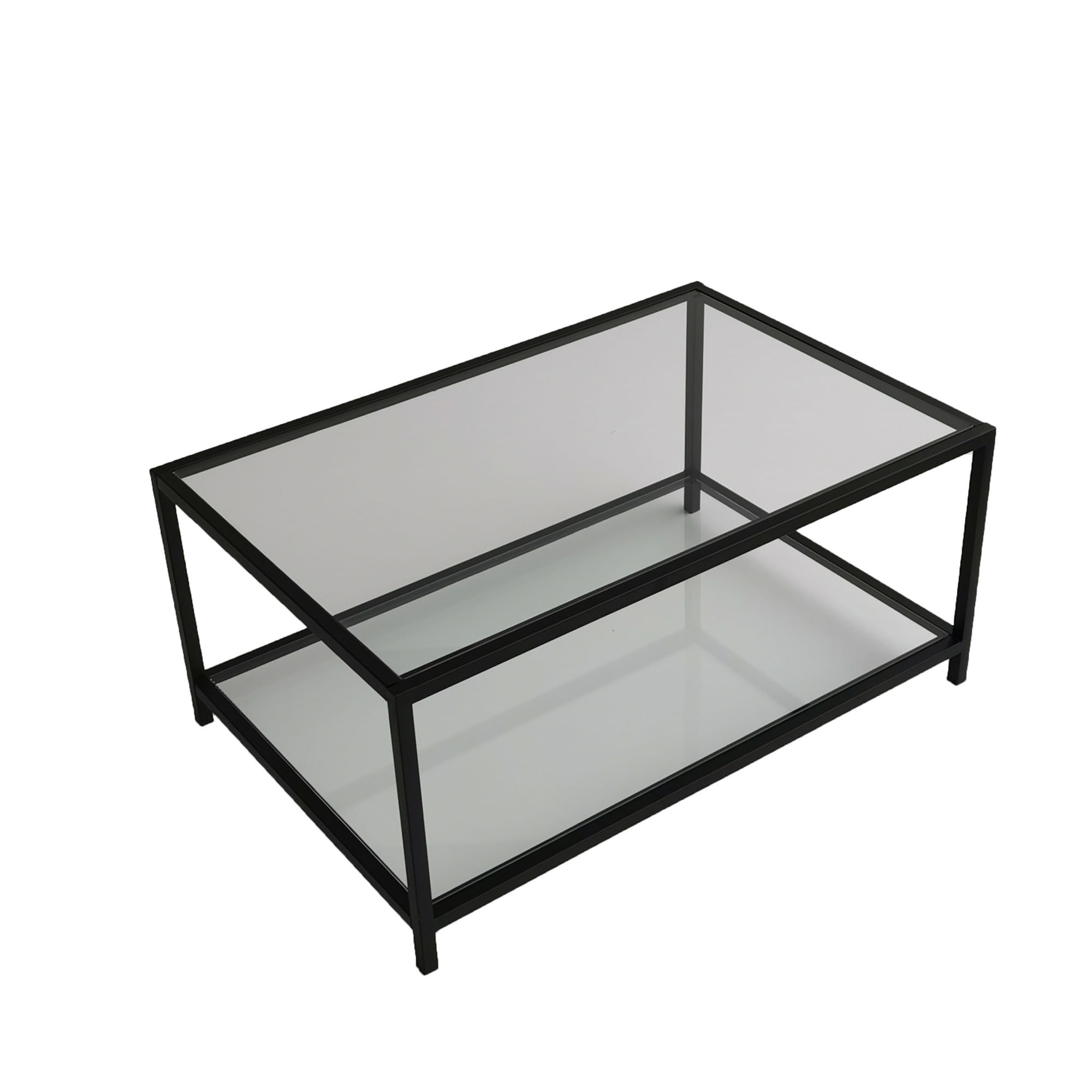 Masuta de cafea, Hanah Home, sticla temperata si metal, fumuriu si negru, 90x60x40 cm — imaginea 4