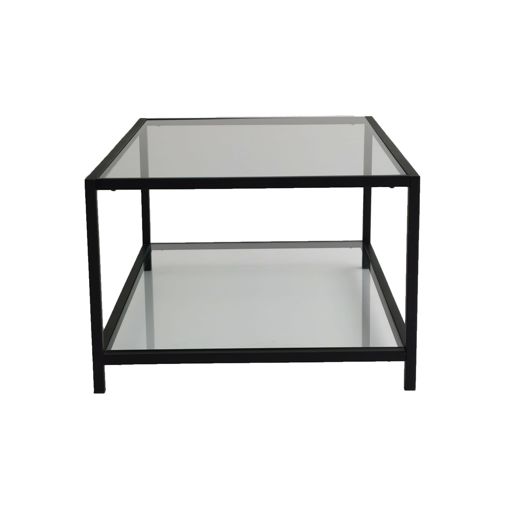 Masuta de cafea, Hanah Home, sticla temperata si metal, fumuriu si negru, 90x60x40 cm — imaginea 6