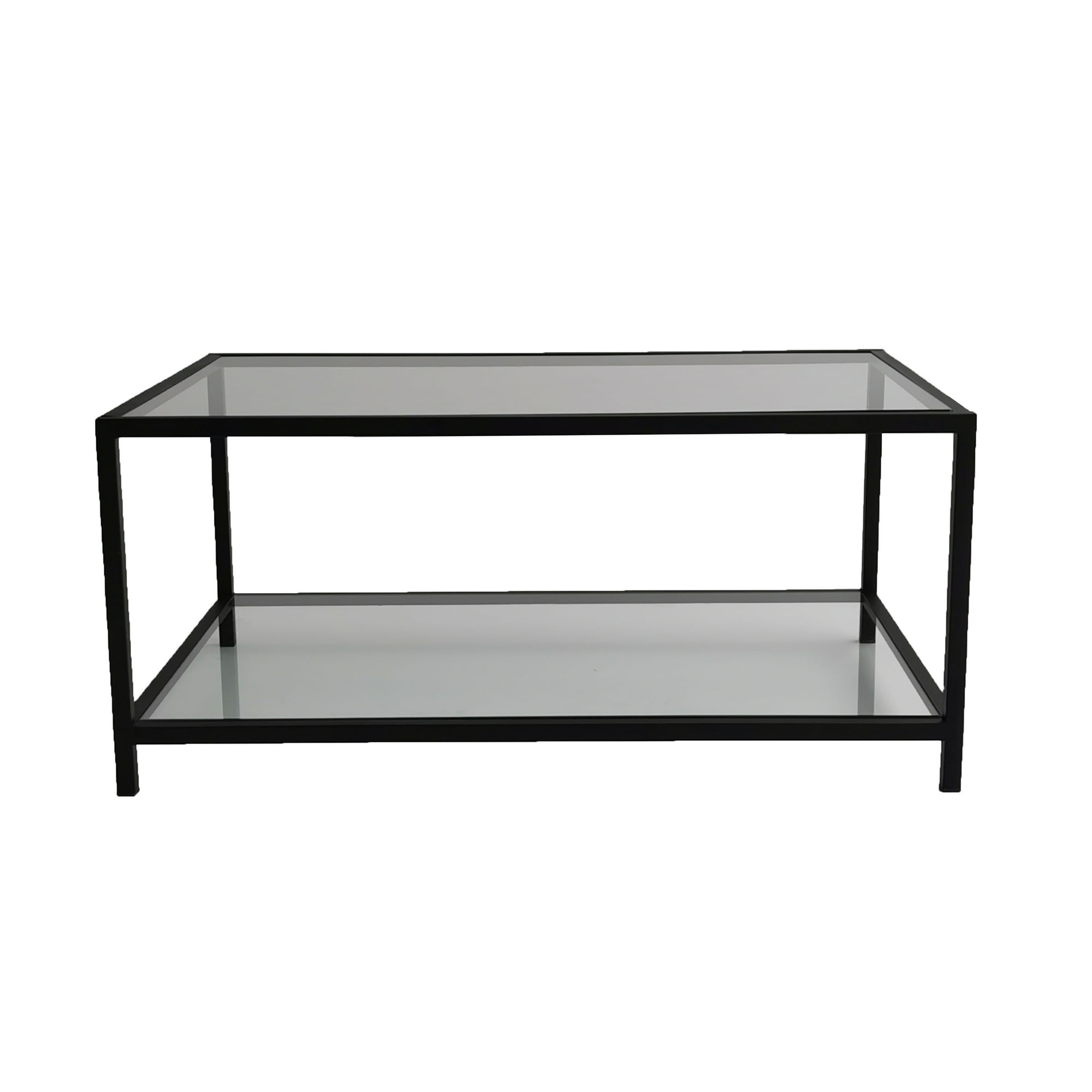 Masuta de cafea, Hanah Home, sticla temperata si metal, fumuriu si negru, 90x60x40 cm — imaginea 7