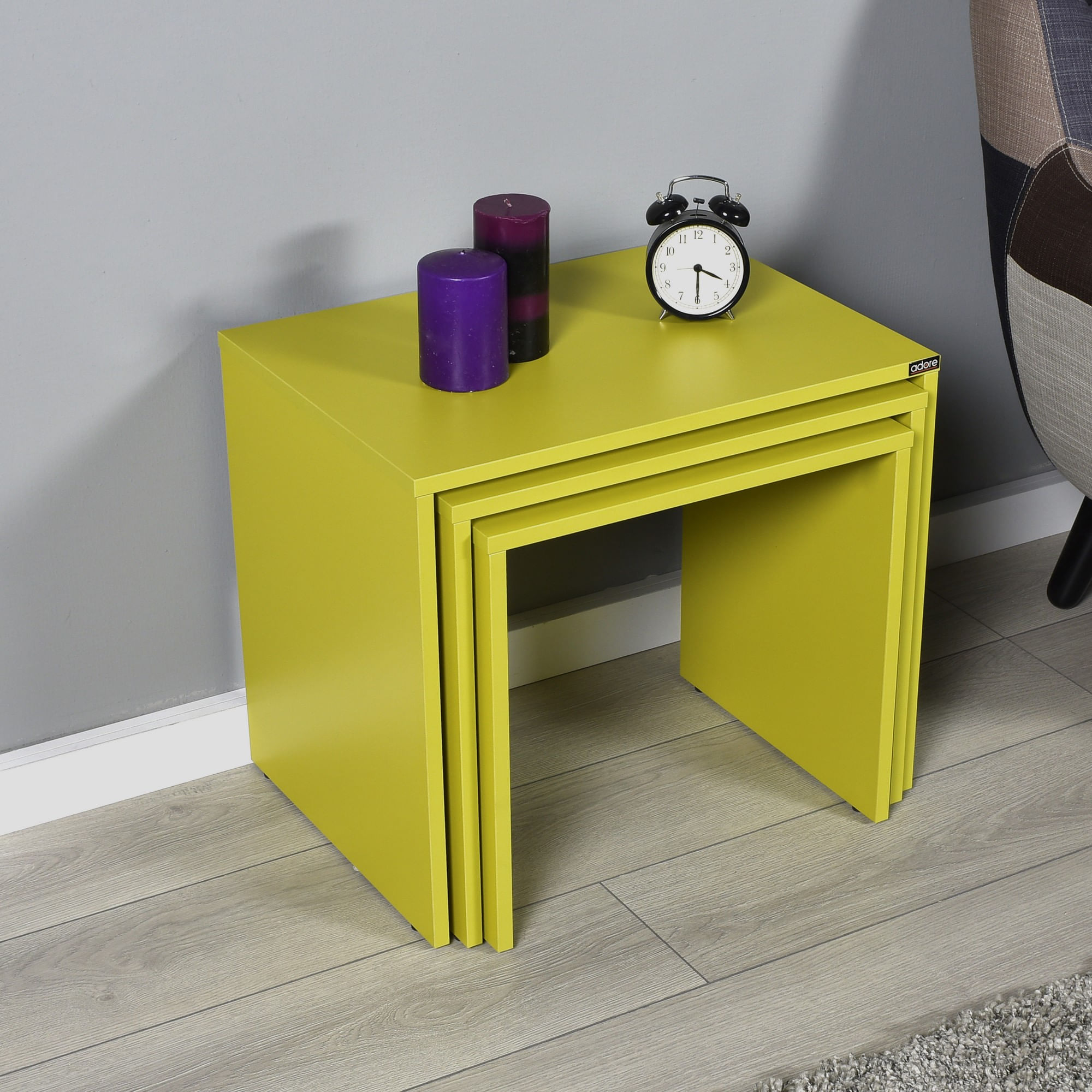 Masa de cuib, Hanah Home, panou de particule melaminat, verde, 55x40x47 cm — imaginea 2