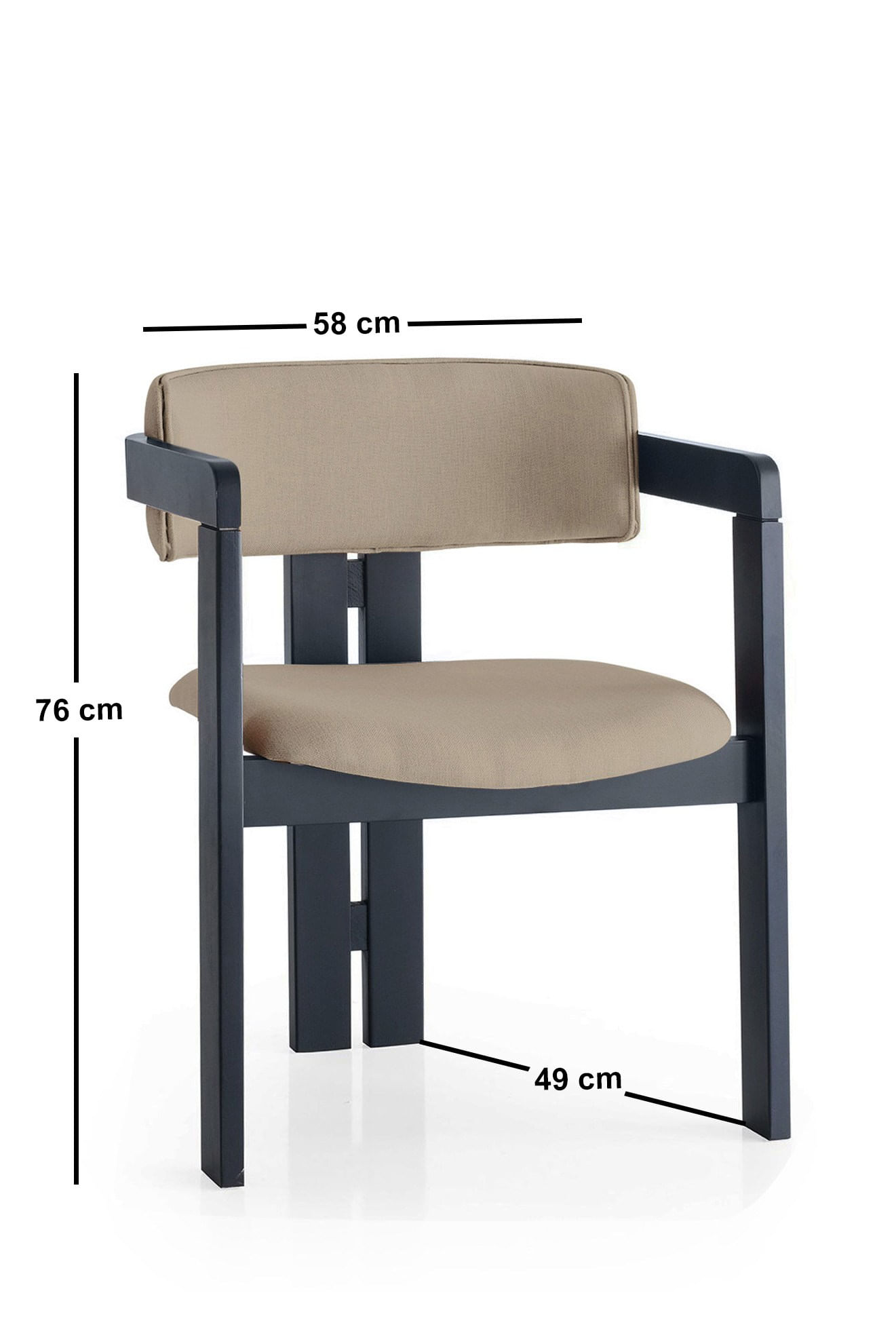 Fotoliu, Hanah Home, lemn, negru si mink, 58x49x76 cm — imaginea 4