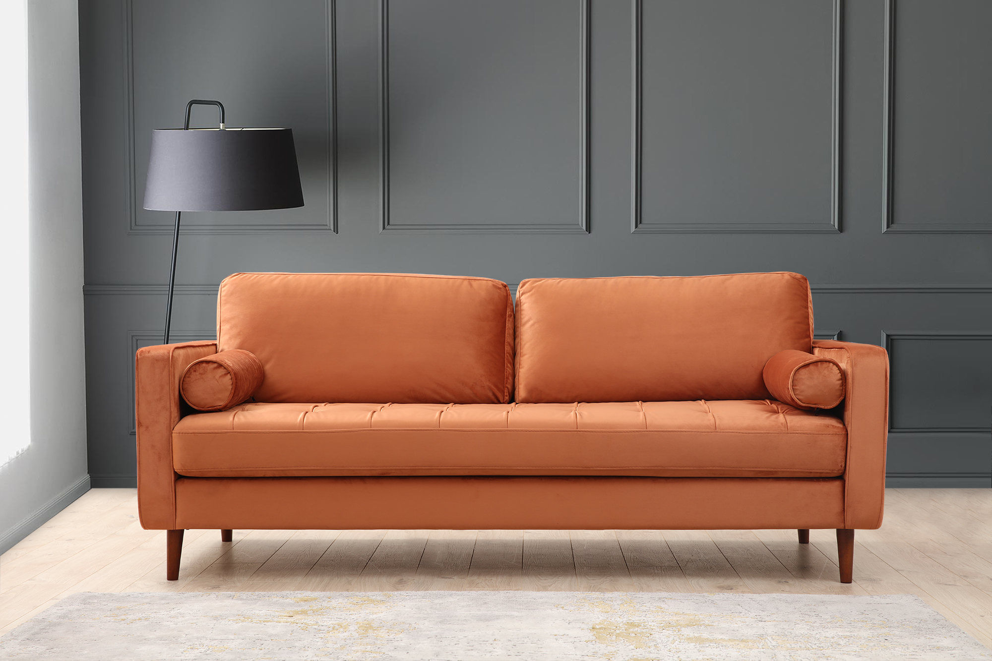 Canapea 3 locuri, Atelier Del Sofa, 100% poliester, portocaliu, 215x90x70 cm — imaginea 8