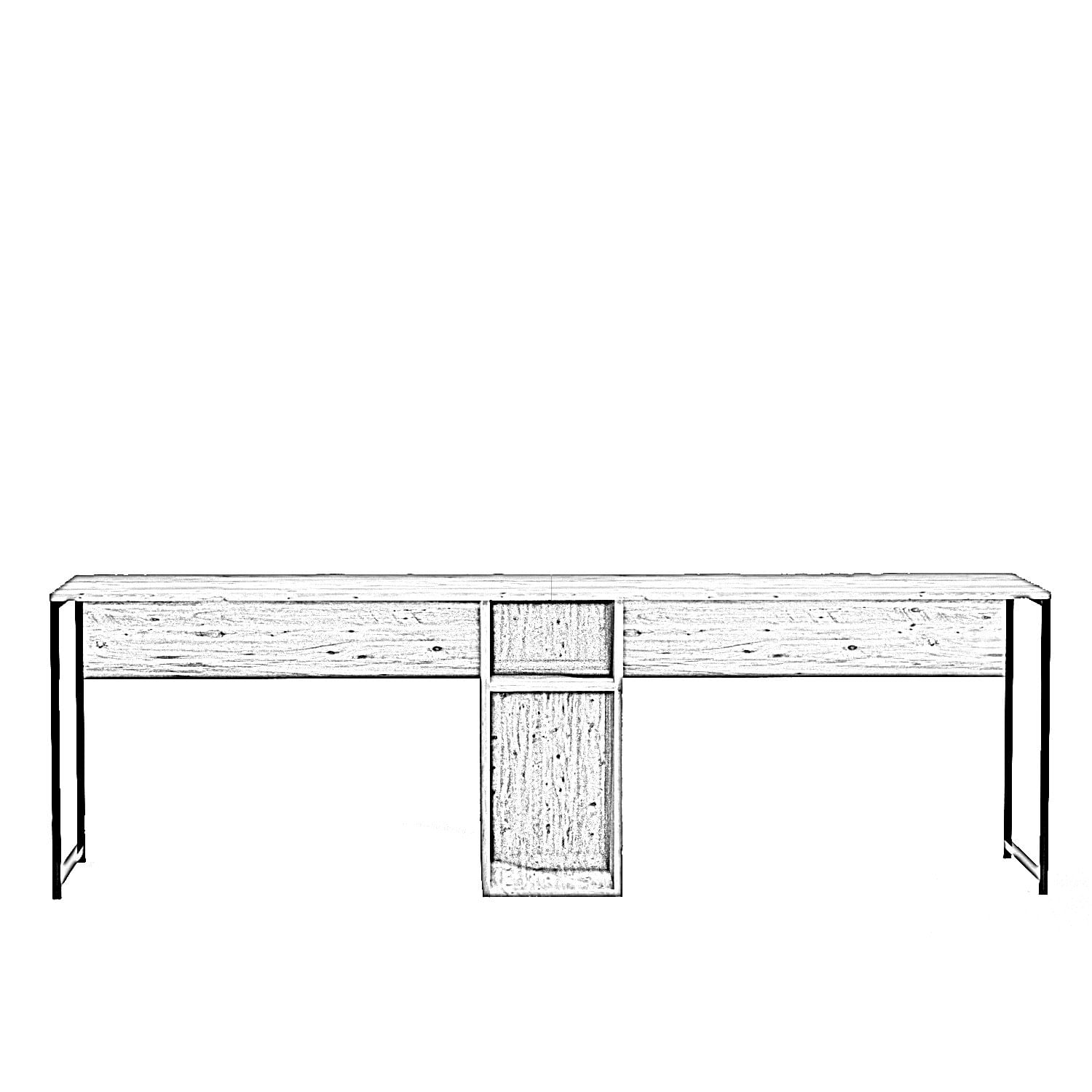 Birou de studiu, Hanah Home, pal melaminat, stejar, 240x60x74 cm - 3 | YEO