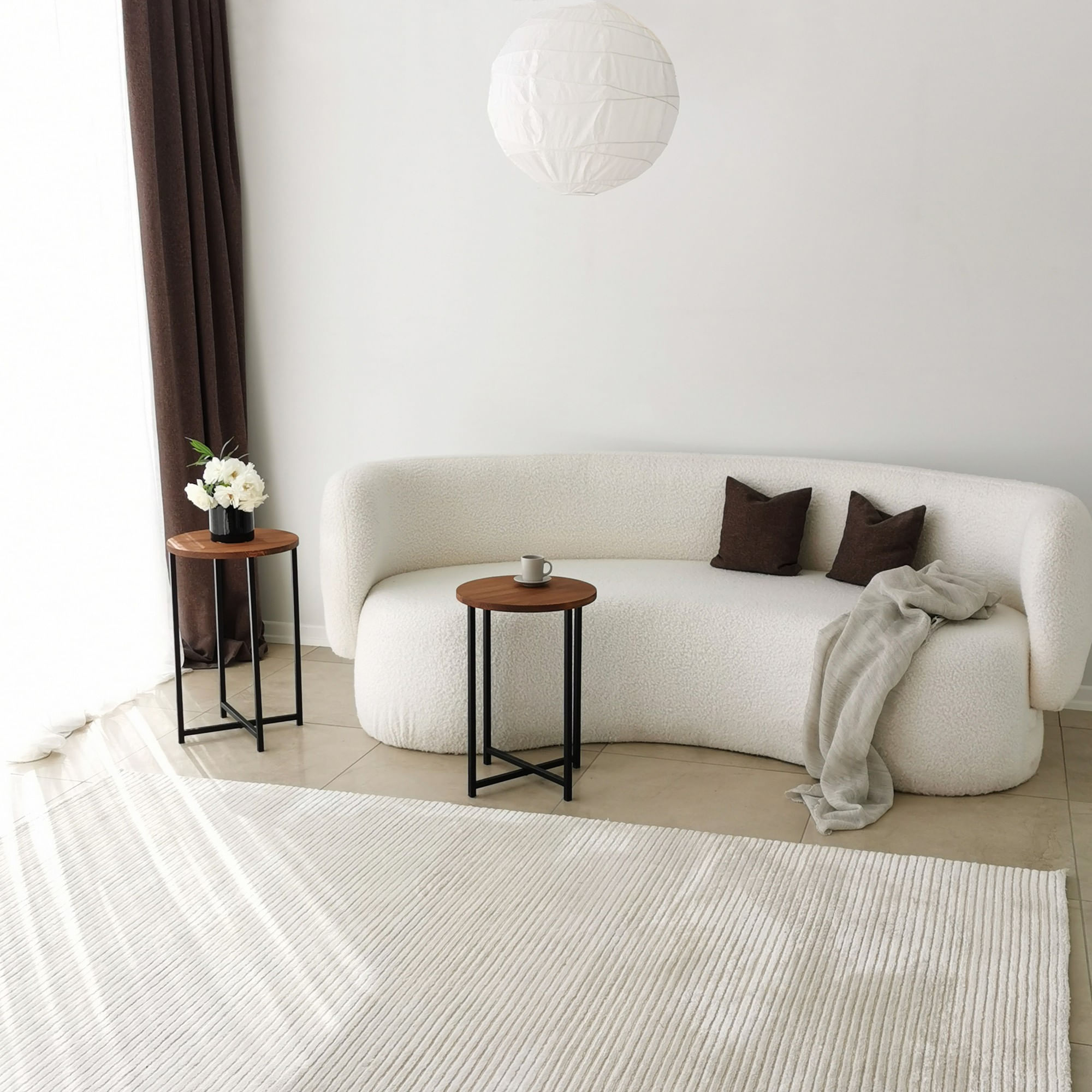 Set masute de cafea, Hanah Home, lemn masiv de pin, stejar, 35x35x55 cm, cadru metalic — imaginea 9