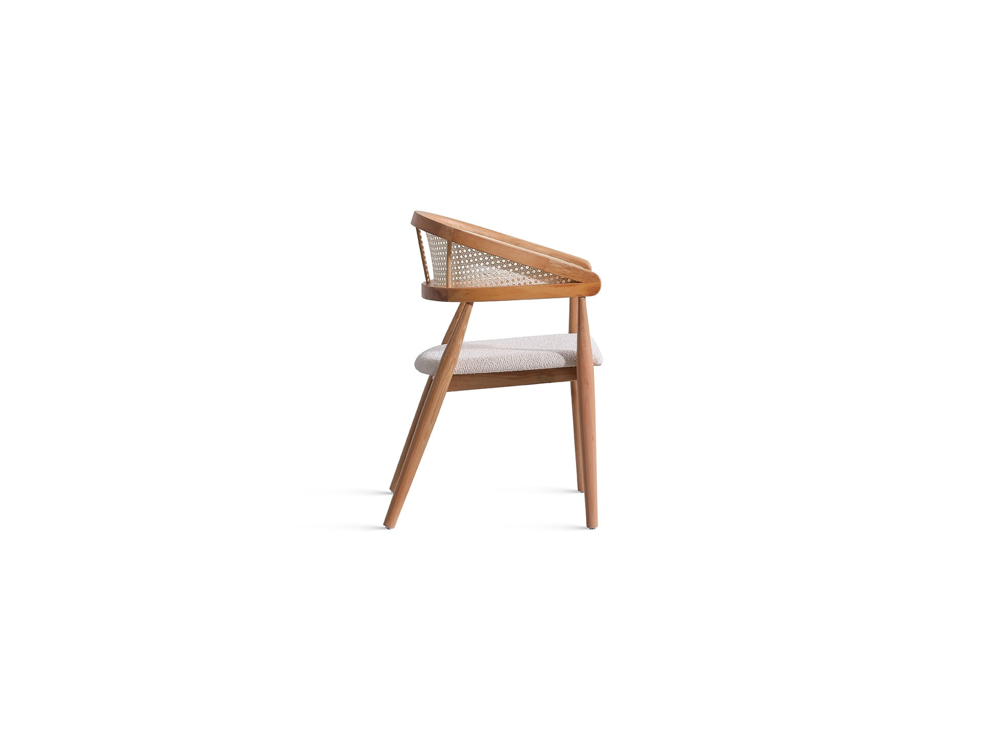 Scaun, Hanah Home, lemn de fag, tesatura teddy, natural, 54x49x79 cm — imaginea 2