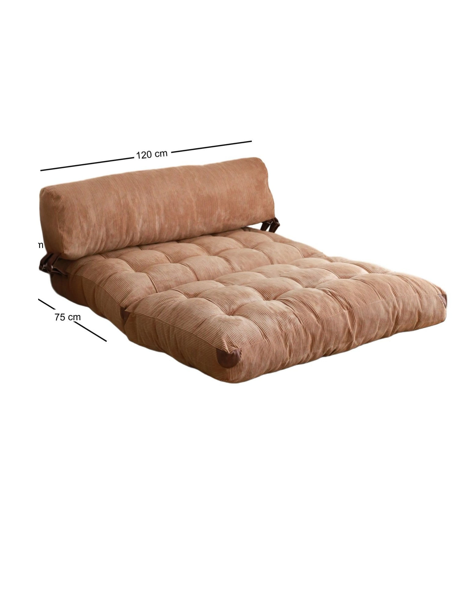 Canapea extensibila 2 locuri, Hanah Home, catifea, camel, 120x79x75 cm
