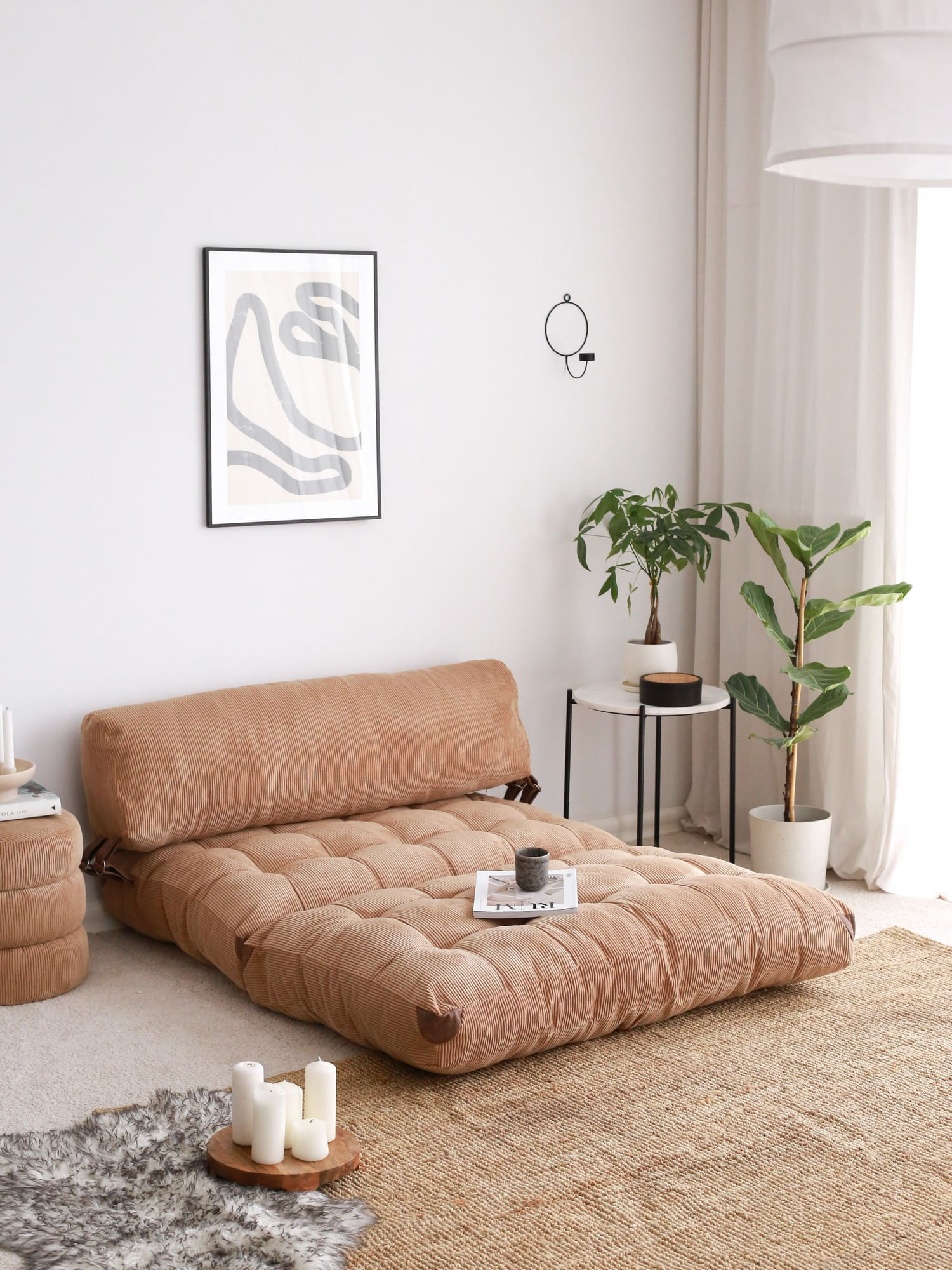 Canapea extensibila 2 locuri, Hanah Home, catifea, camel, 120x79x75 cm - 1 | YEO