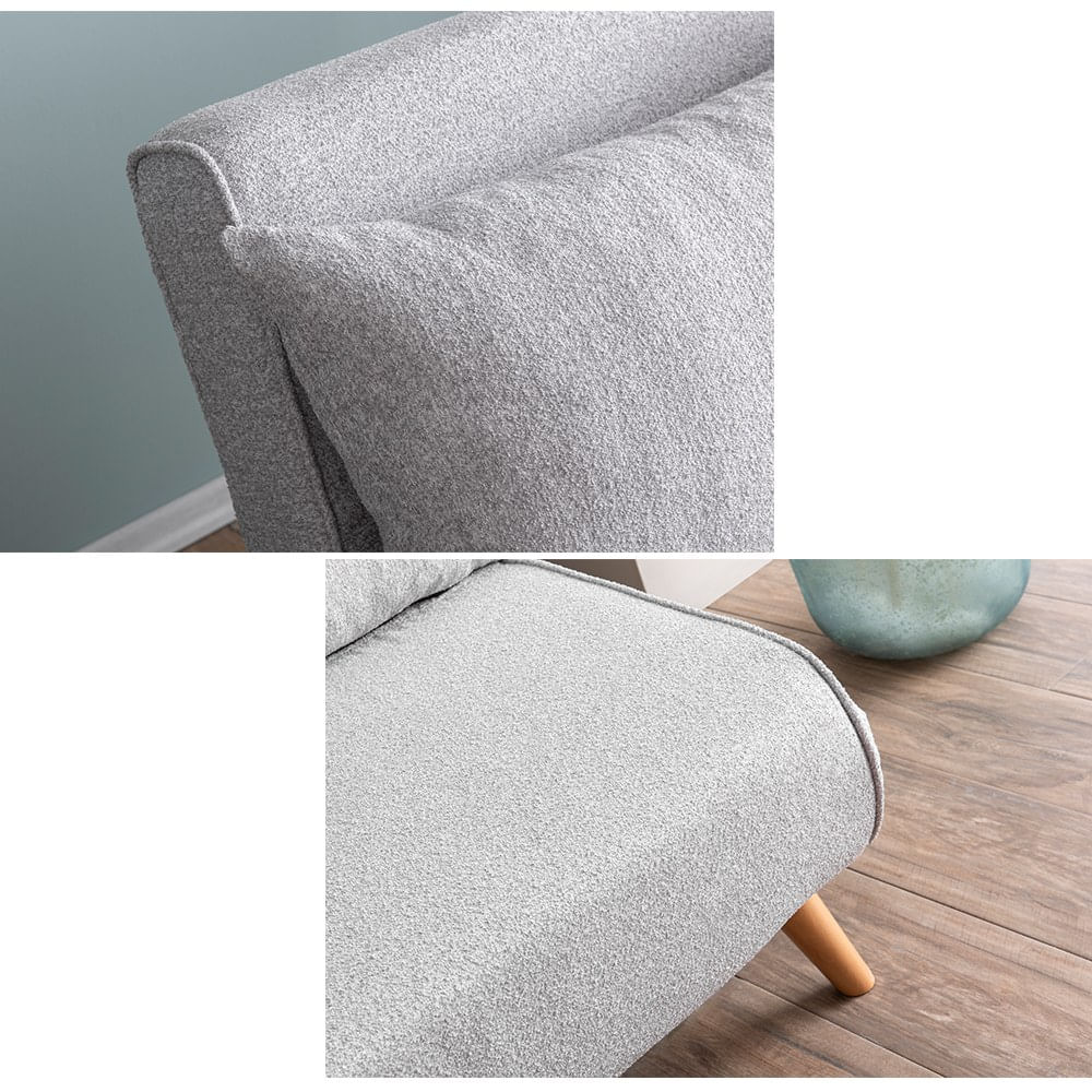 Canapea extensibila 2 locuri, Atelier Del Sofa, stofa teddy, gri, 120x180 cm — imaginea 13