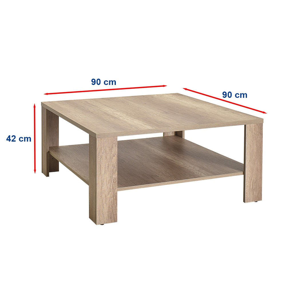 Masuta de cafea, Hanah Home, pal melaminat, nuc deschis, 90x42x90 cm — imaginea 3