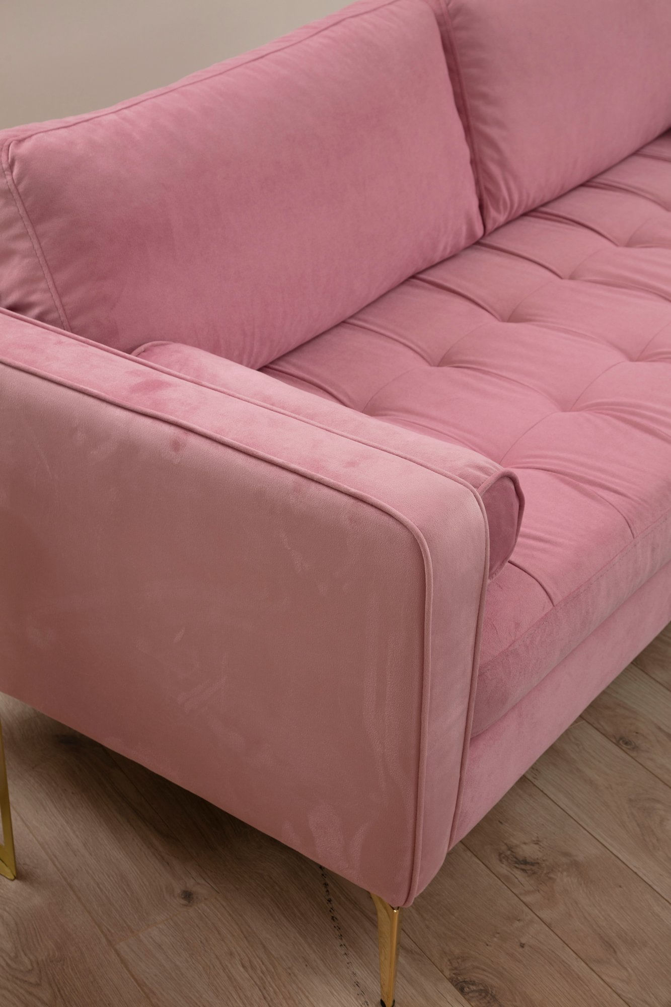 Canapea 3 locuri, Atelier Del Sofa, lemn fag si pal, roz prafuit, 215x90x70 cm — imaginea 5