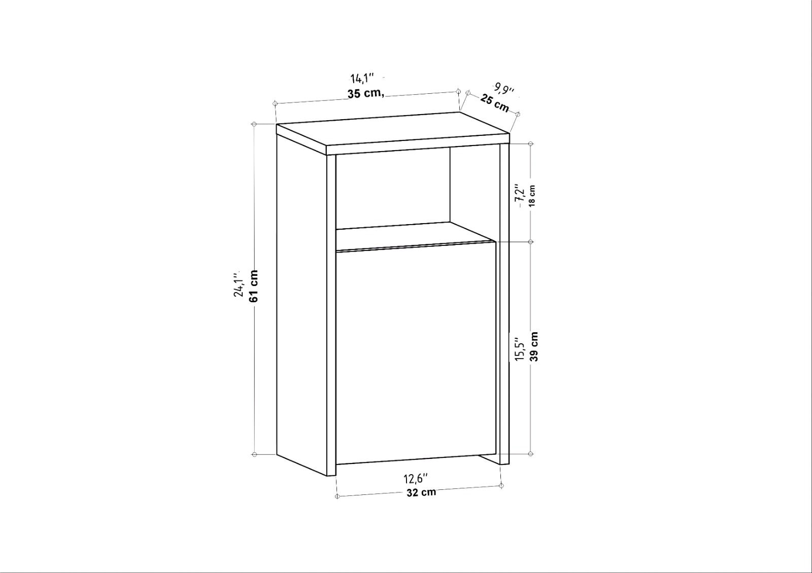 Noptiera, Hanah Home, pal melaminat, alb, 36x25,3x61,4 cm — imaginea 2