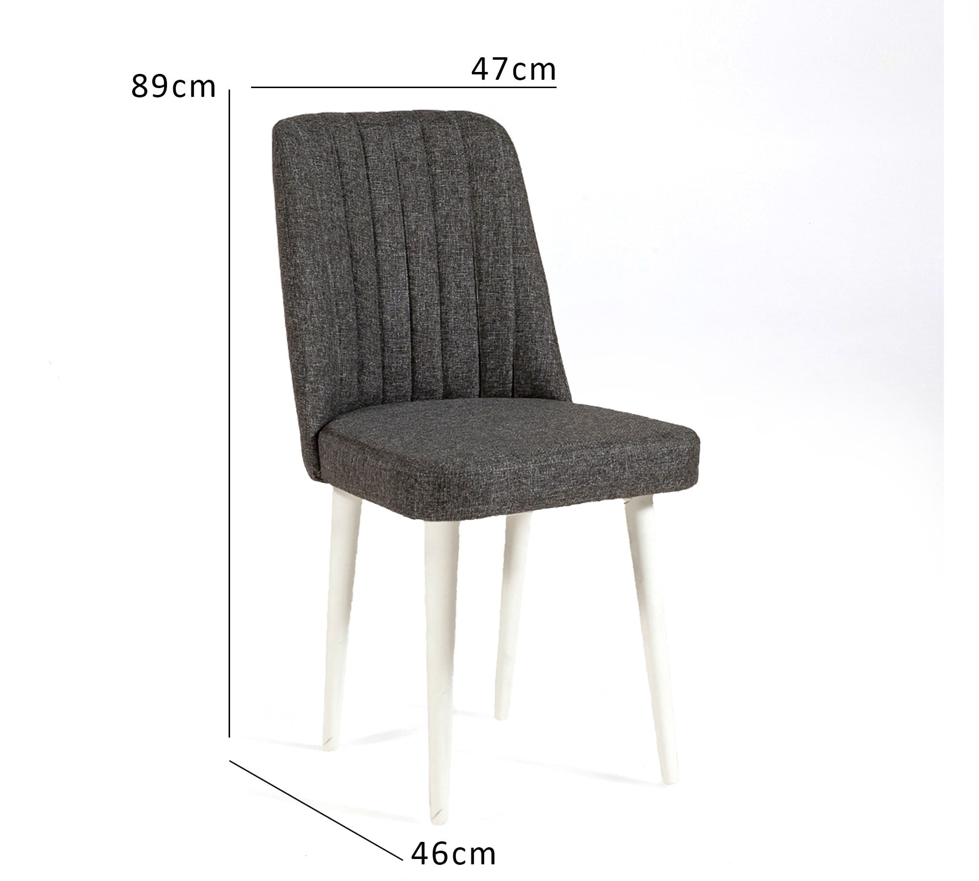 Scaun, Hanah Home, panou aglomerat cu melamina, alb, antracit, 47x46x89 cm — imaginea 4