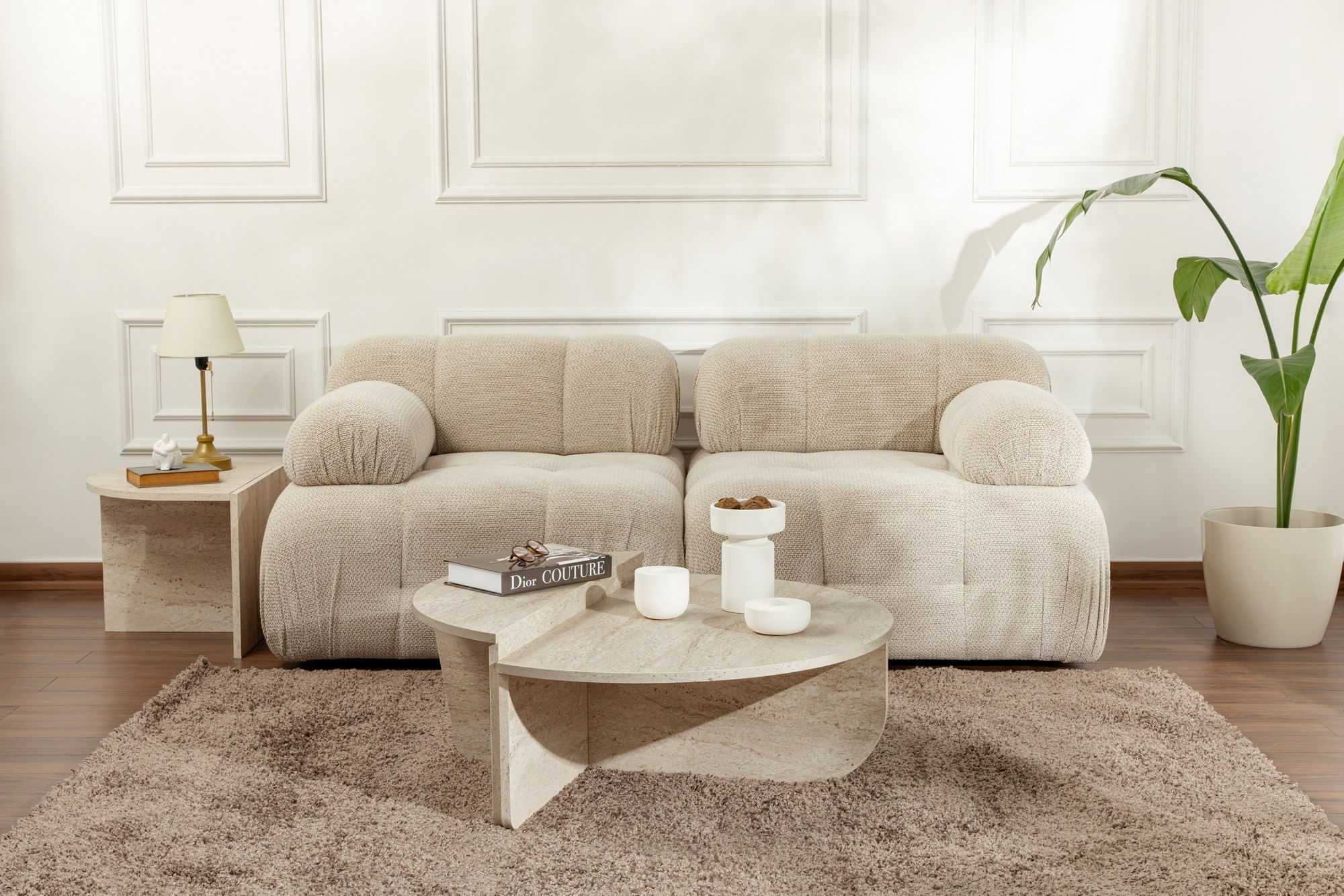 Masa de cafea, Hanah Home, pal melaminat, travertin, 90x30x60 cm - 3 | YEO