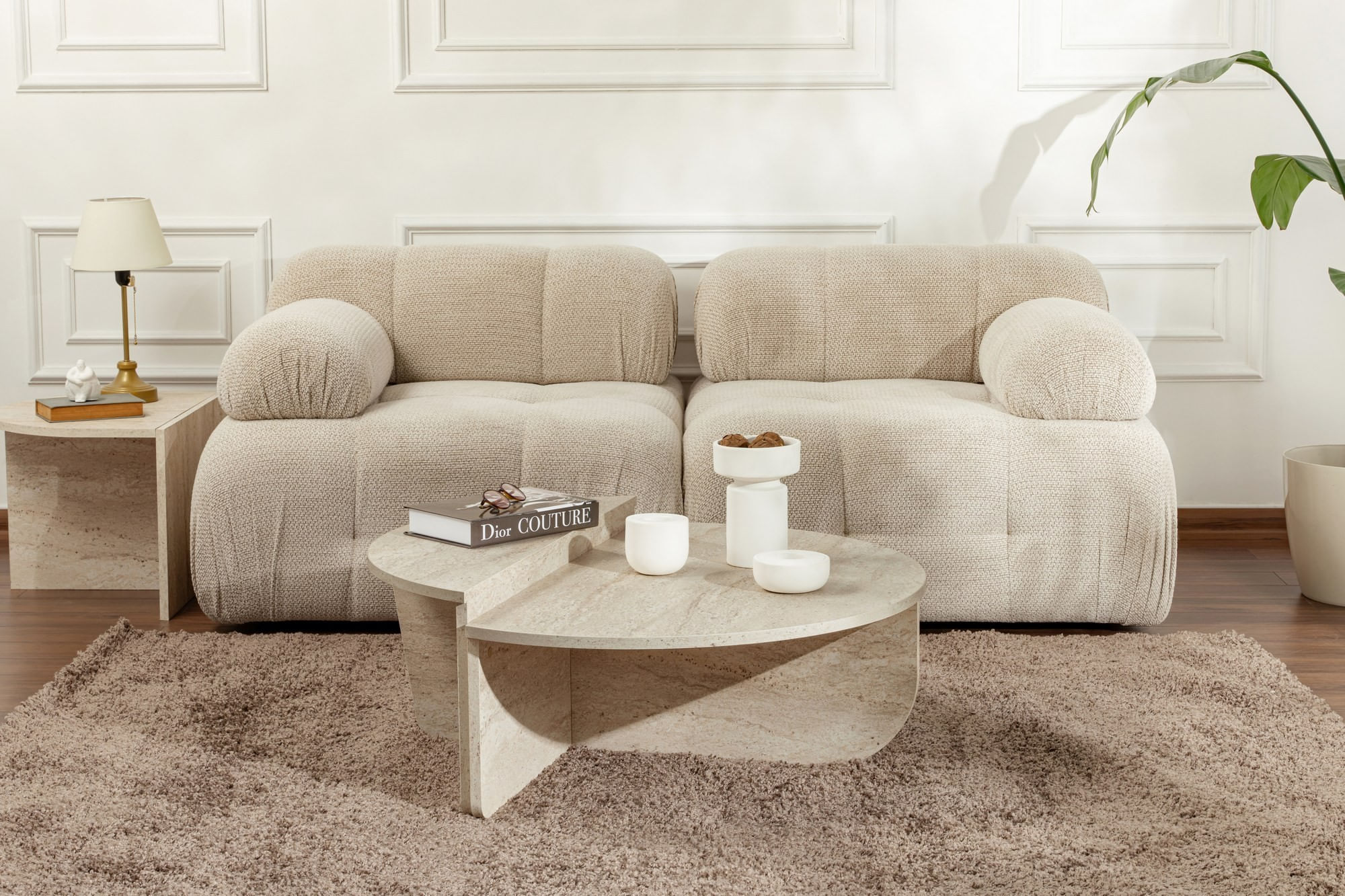 Masa de cafea, Hanah Home, pal melaminat, travertin, 90x30x60 cm - 4 | YEO