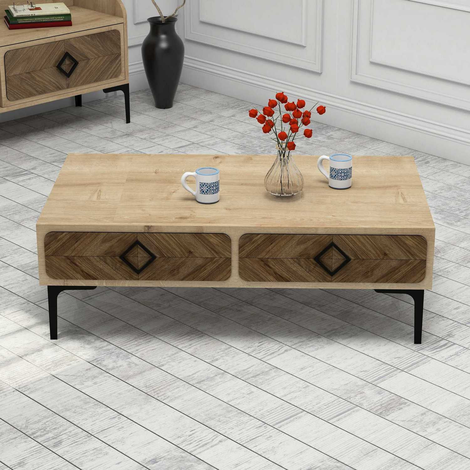 Masuta de cafea, Hanah Home, pal melaminat, stejar, 105x60x34.6 cm, 845HCT2851 — imaginea 4