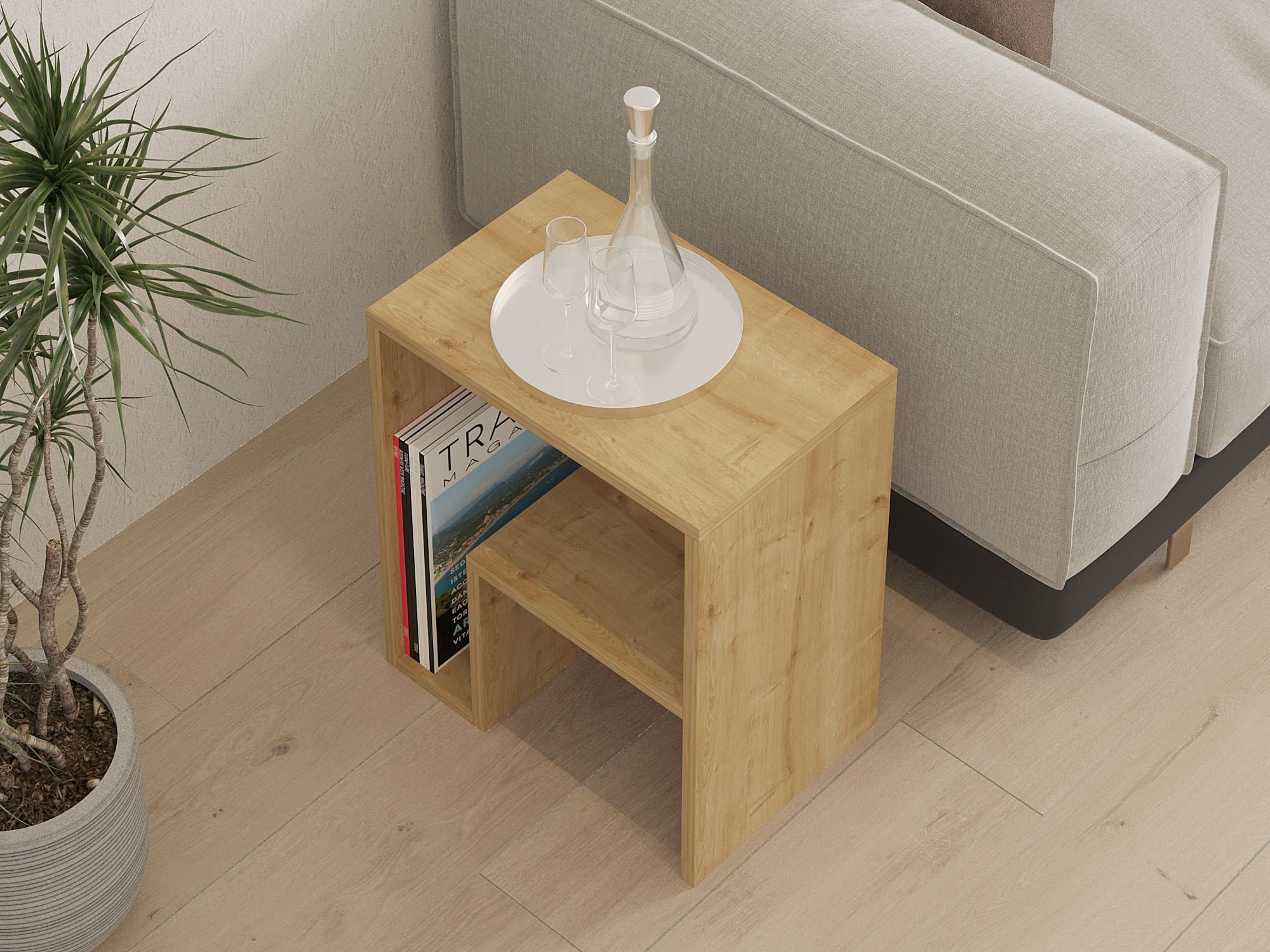 Masuta de cafea, Hanah Home, pal melaminat, stejar safir, 52x45x30 cm — imaginea 6