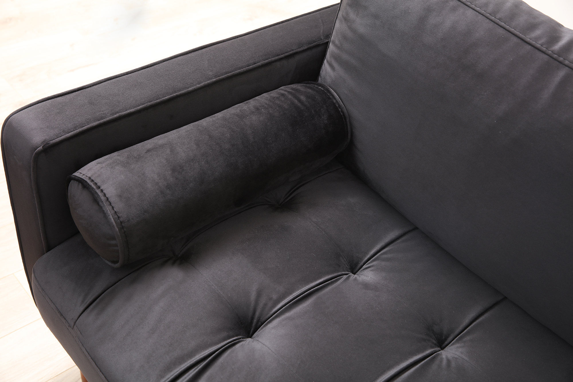 Canapea 3 locuri, Atelier Del Sofa, lemn fag si pal, negru si stejar, 215x90x70 cm — imaginea 11