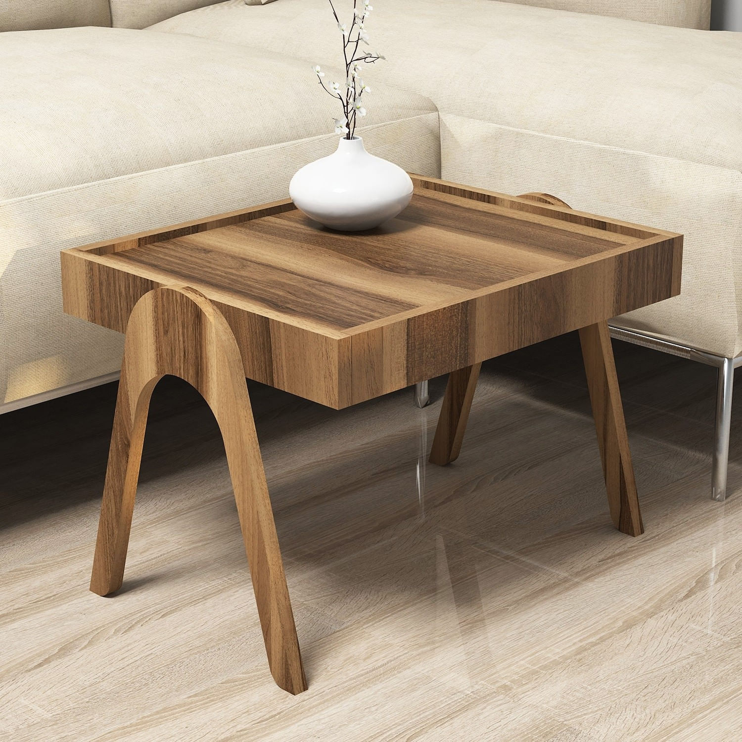 Set masute de cafea, Hanah Home, pal melaminat, nuc, 53.6x40x64 cm, 3 piese — imaginea 2
