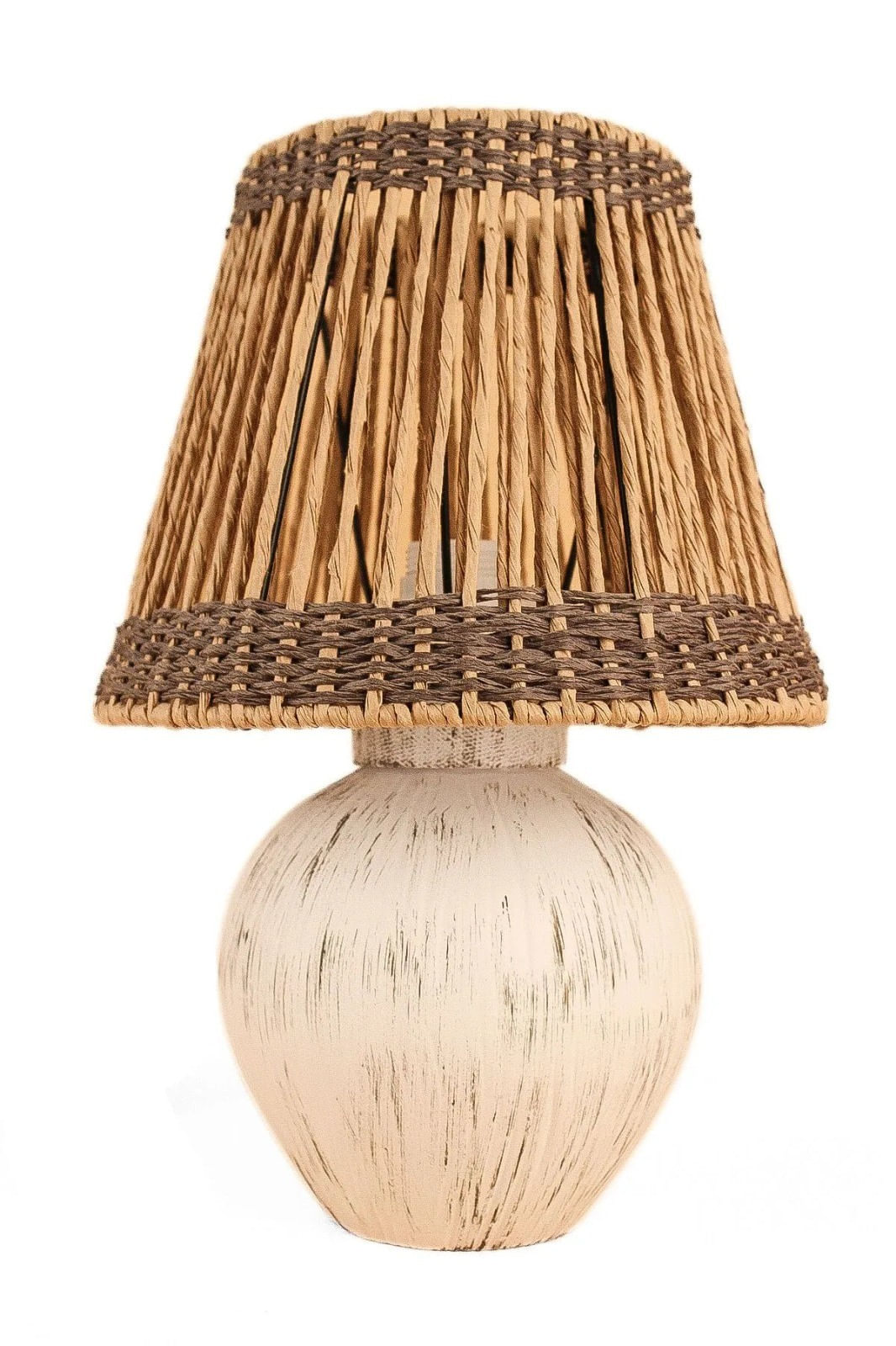 Veioza, Opviq, ceramica, crem, antichizat, 38 cm
