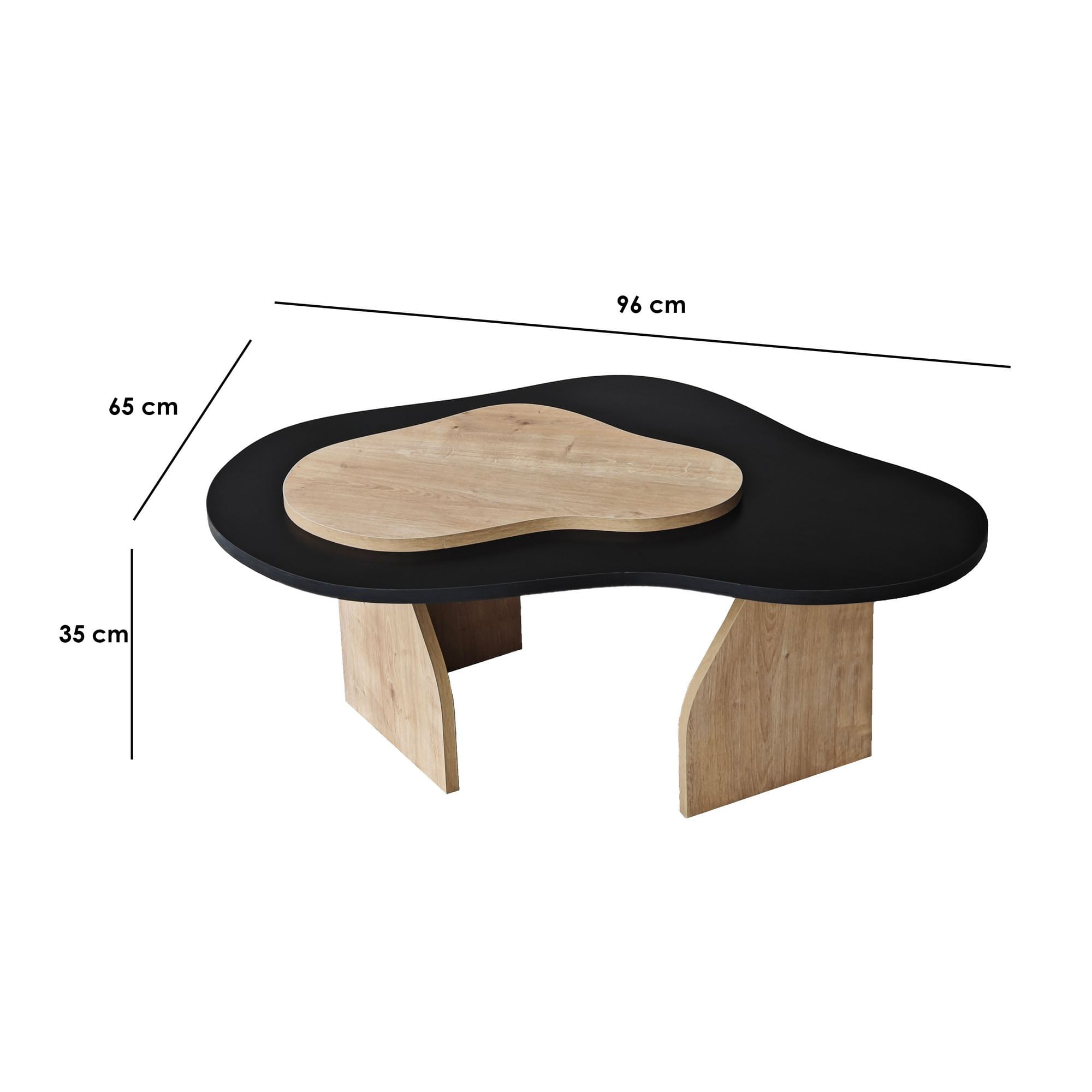 Masuta de cafea, Hanah Home, pal melaminat, negru si stejar safir, 105x65x35 cm — imaginea 6