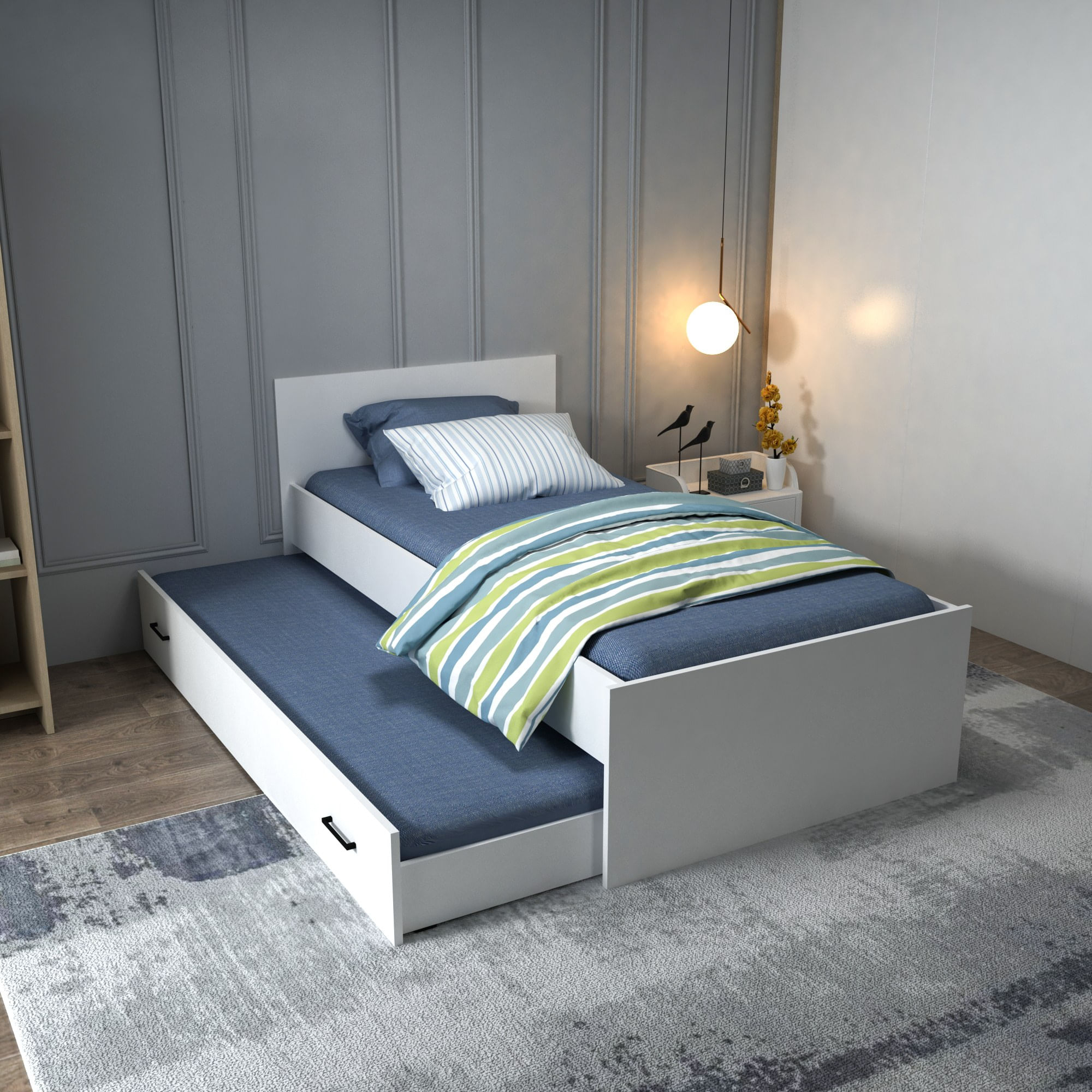 Somiera, Hanah Home, PAL melaminat, alb, 100x193.6x80 cm — imaginea 2