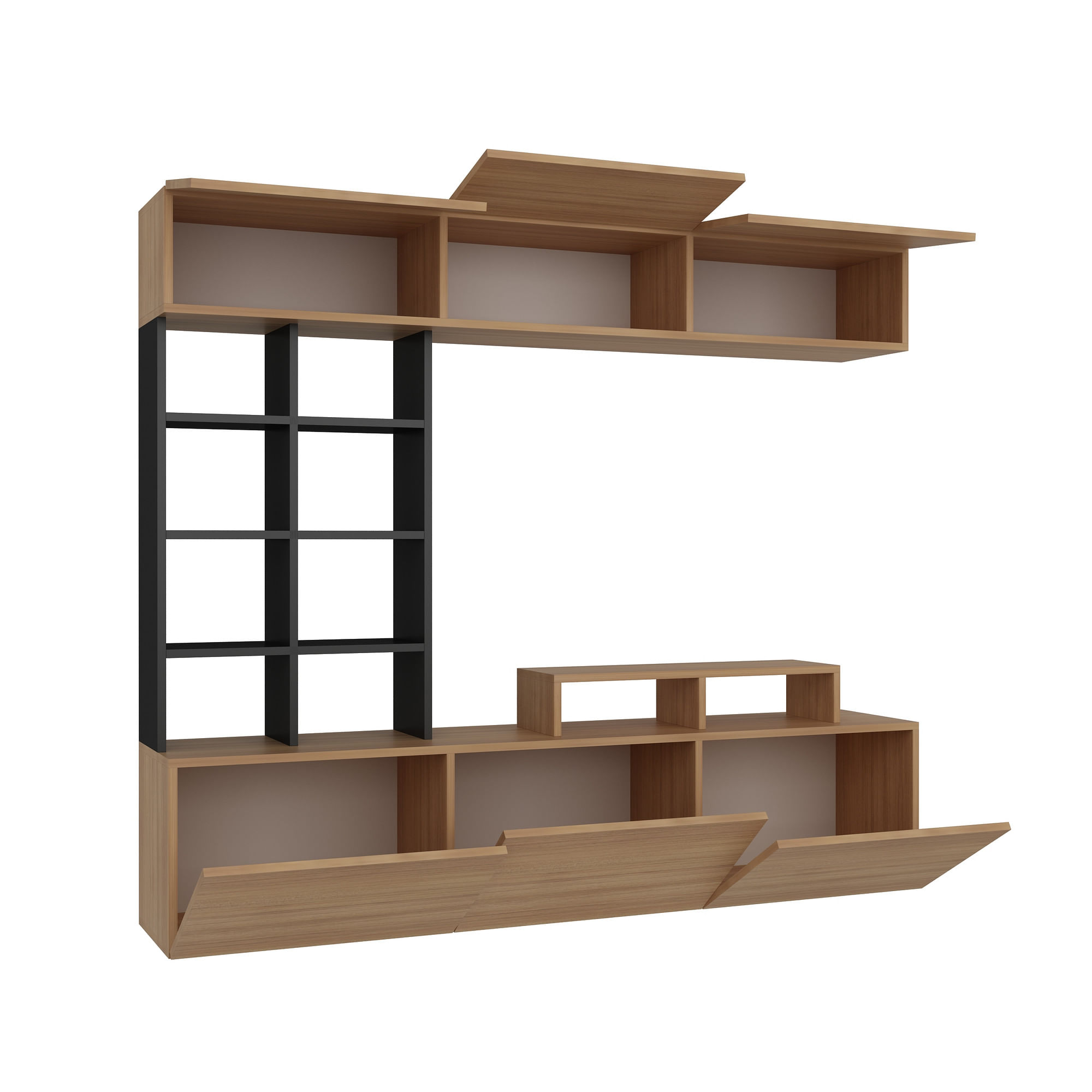 Comoda tv, Hanah Home, pal melaminat, tec si negru, 180x40x37 cm — imaginea 4