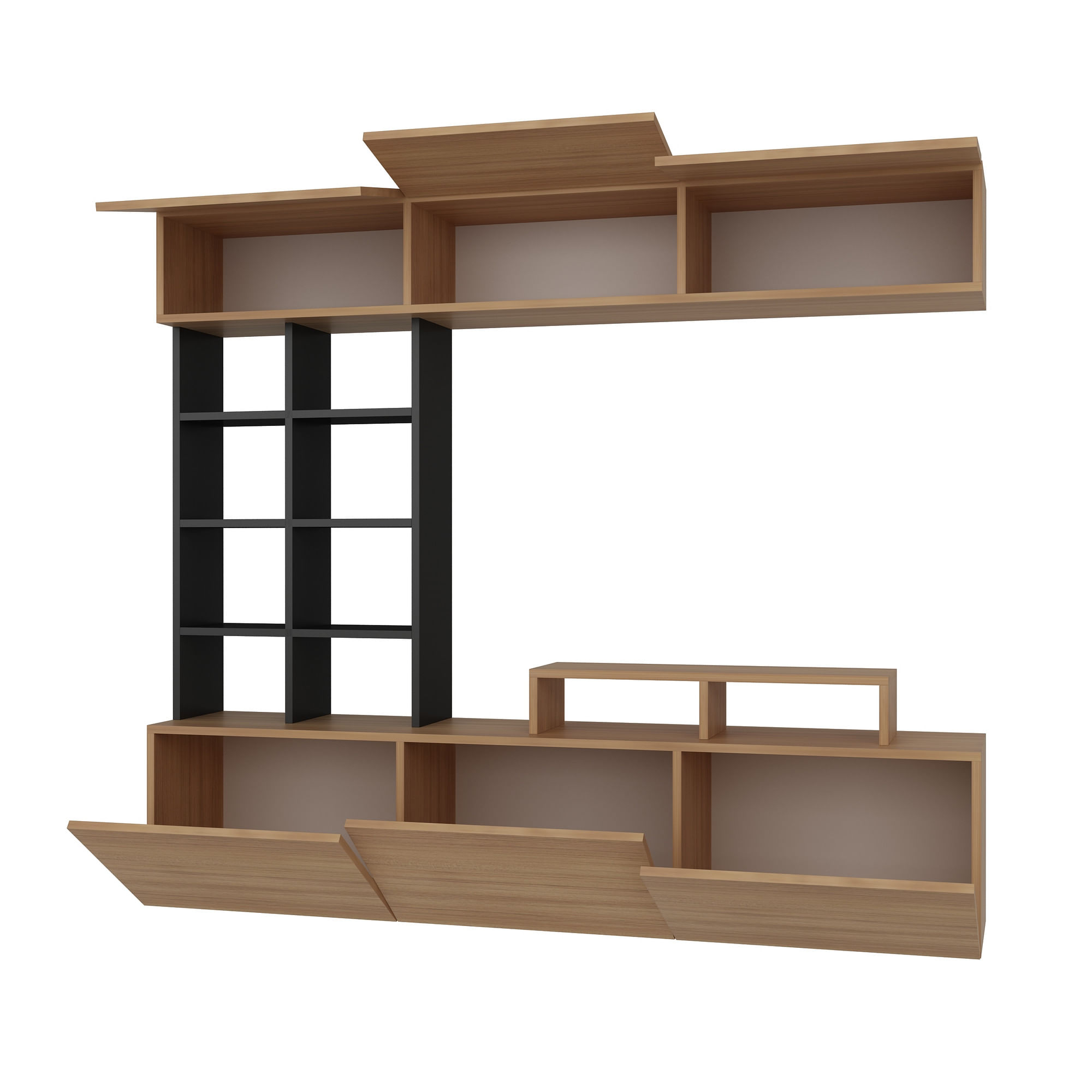 Comoda tv, Hanah Home, pal melaminat, tec si negru, 180x40x37 cm — imaginea 5