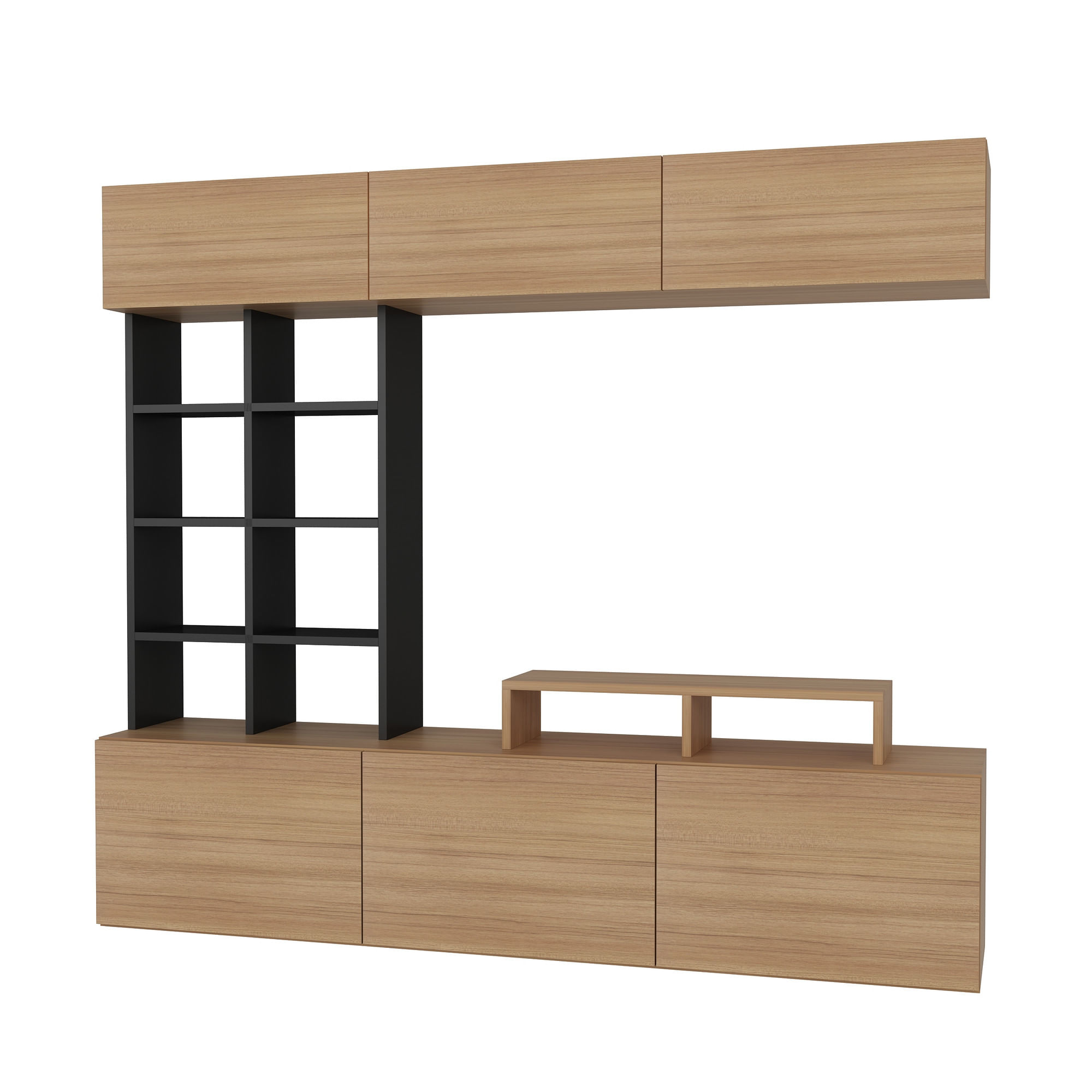 Comoda tv, Hanah Home, pal melaminat, tec si negru, 180x40x37 cm — imaginea 6