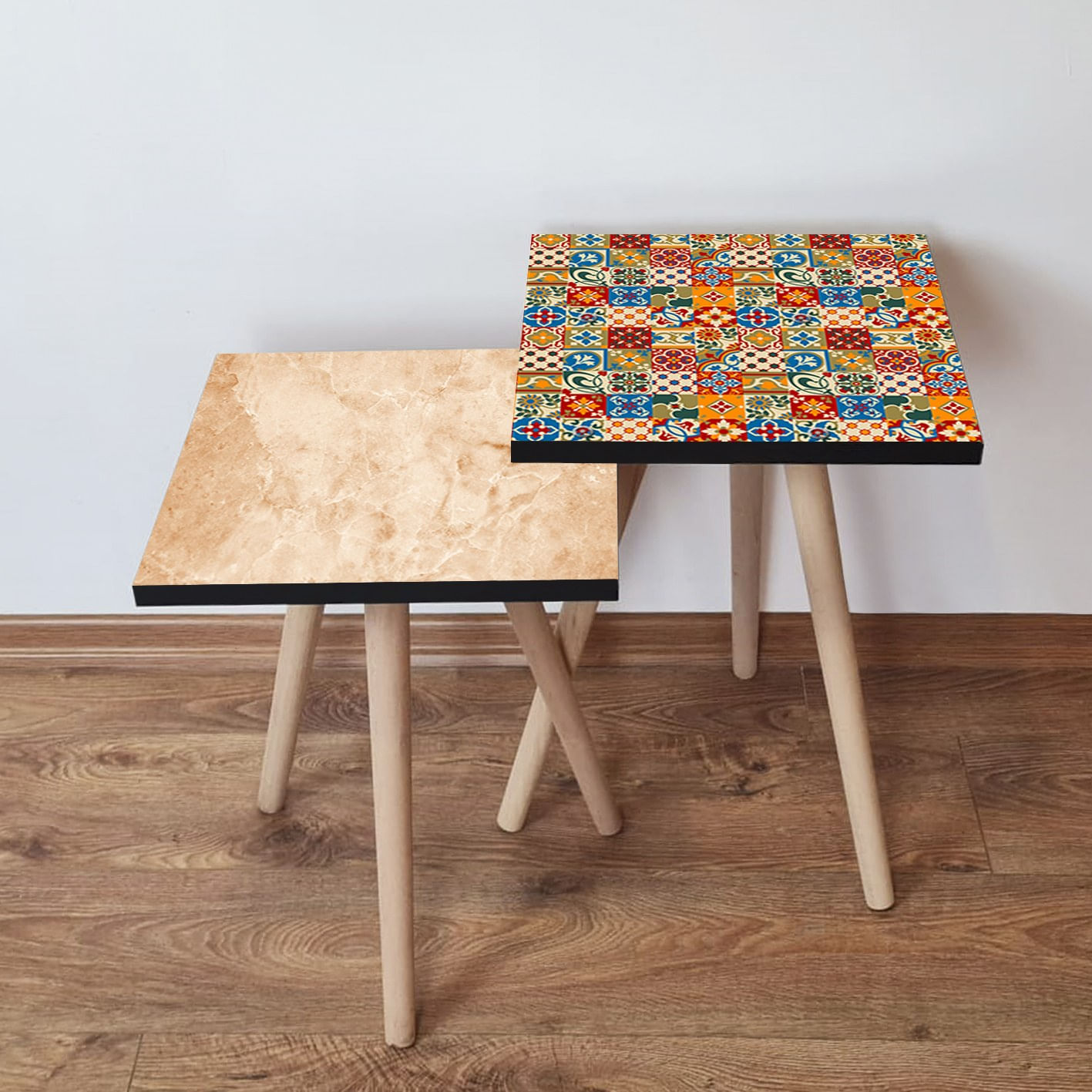 Set mese de cafea cuib, Hanah Home, mdf, multicolor, 35x35x47 cm, 2 piese