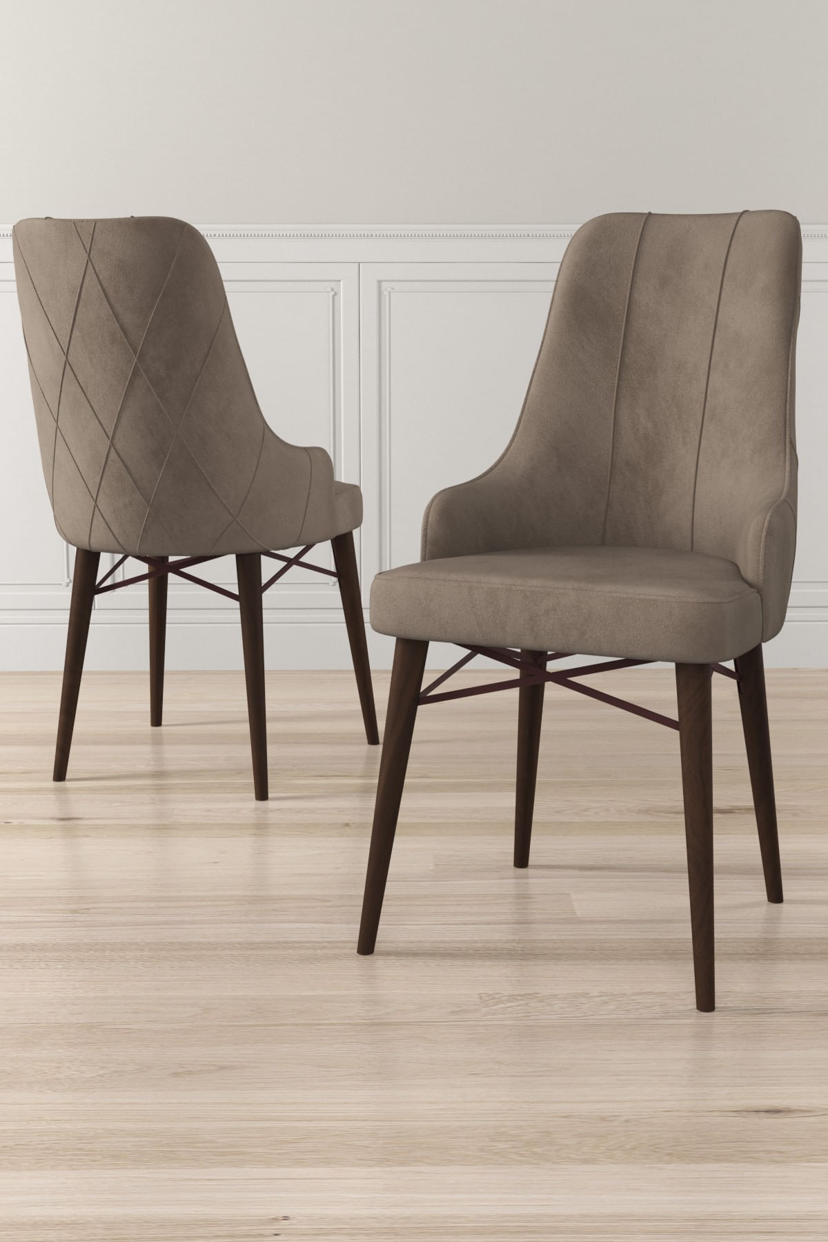 Set scaune, Hanah Home, metal, babyface, cappuccino si maro, 46x42x95 cm, 4 bucati — imaginea 3