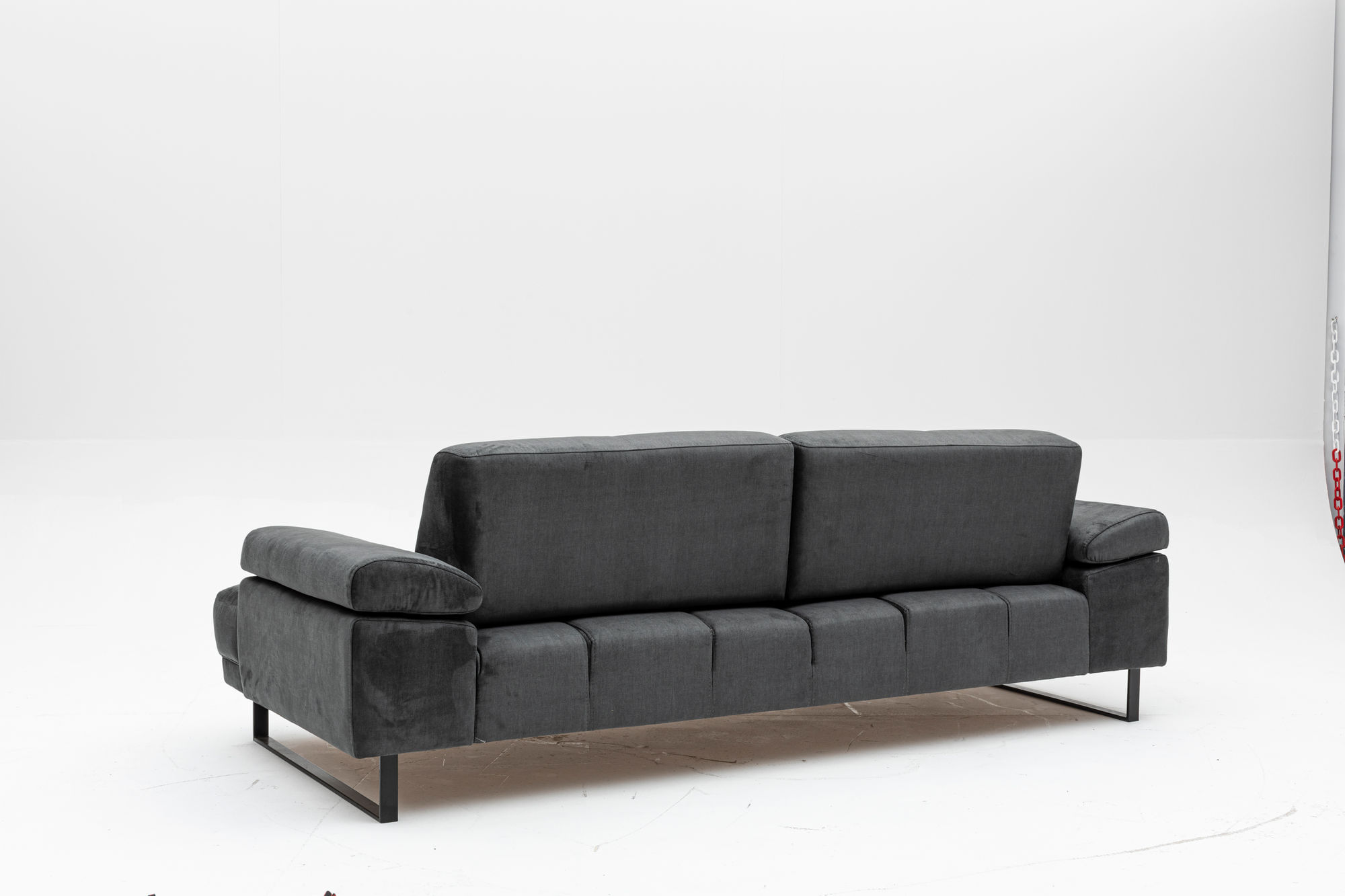 Canapea extensibila 3 locuri, Hanah Home, material textil, antracit, 239x99x83 cm