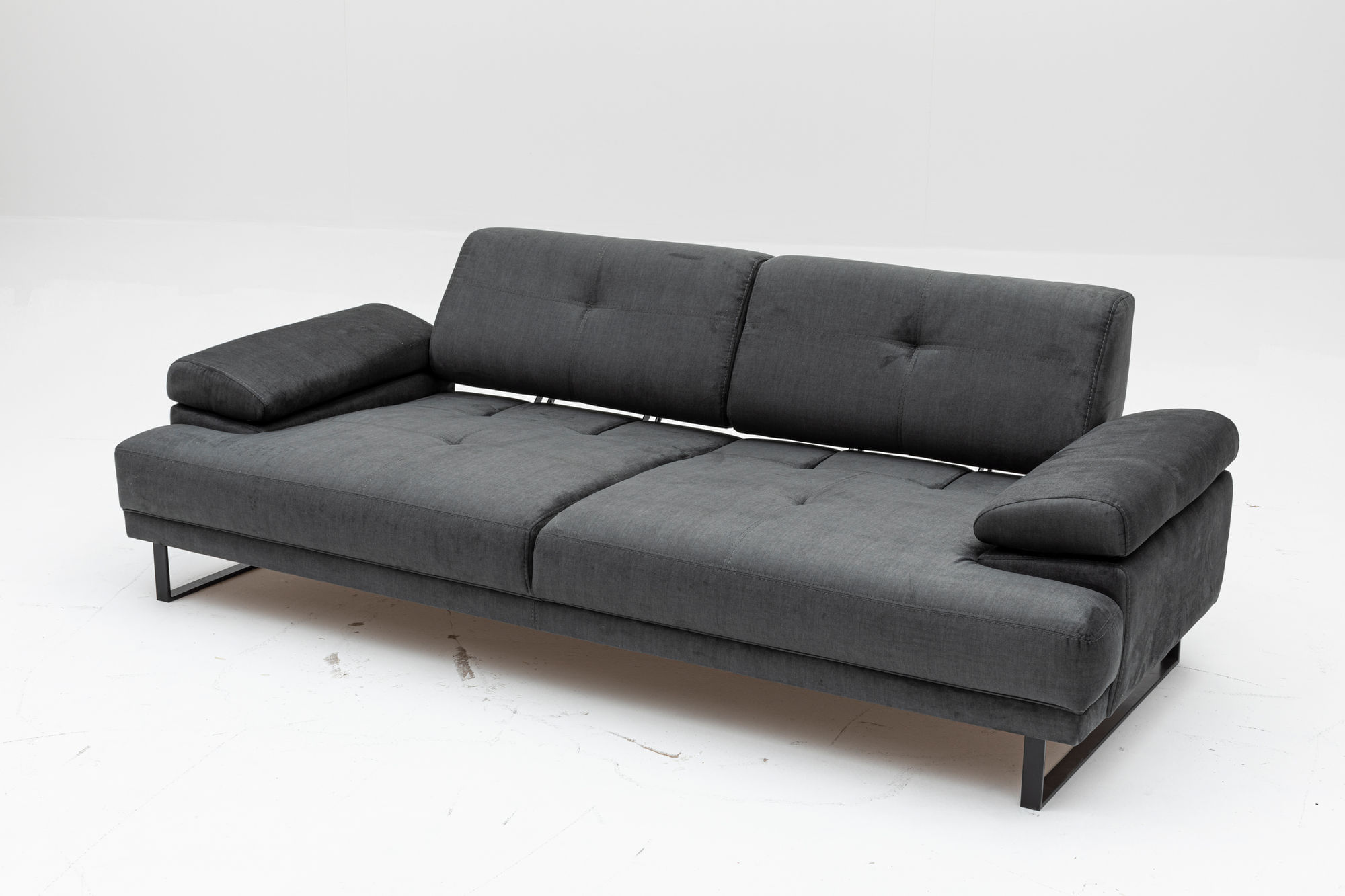 Canapea extensibila 3 locuri, Hanah Home, material textil, antracit, 239x99x83 cm — imaginea 11
