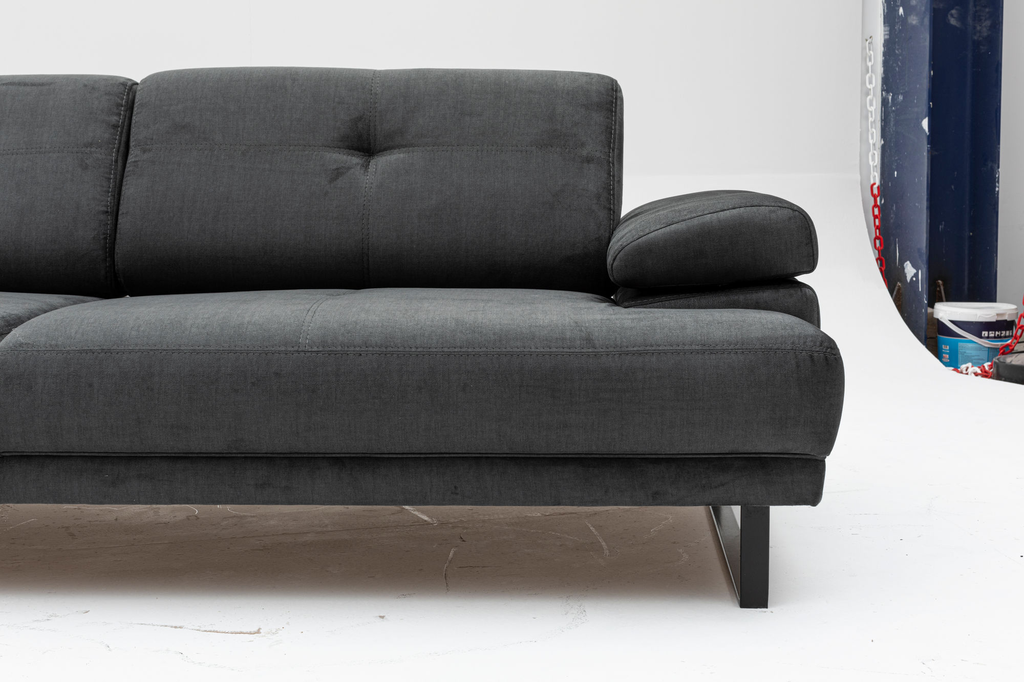 Canapea extensibila 3 locuri, Hanah Home, material textil, antracit, 239x99x83 cm — imaginea 18