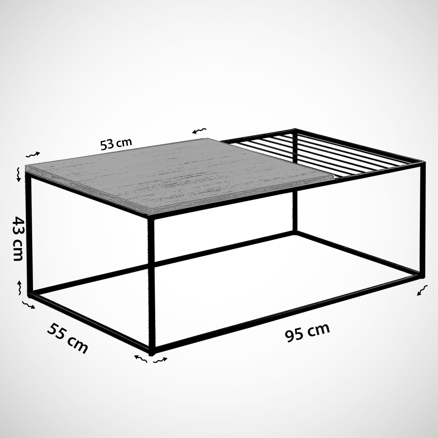 Masuta de cafea, Hanah Home, pal melaminat, alb negru, 95x55x43 cm, 801CMY2846 — imaginea 4