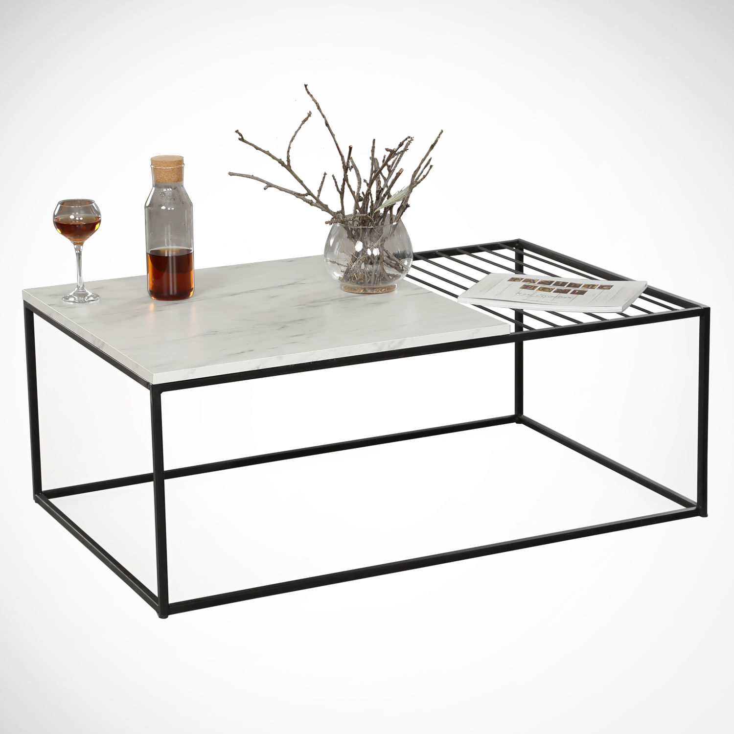 Masuta de cafea, Hanah Home, pal melaminat, alb negru, 95x55x43 cm, 801CMY2846 — imaginea 6