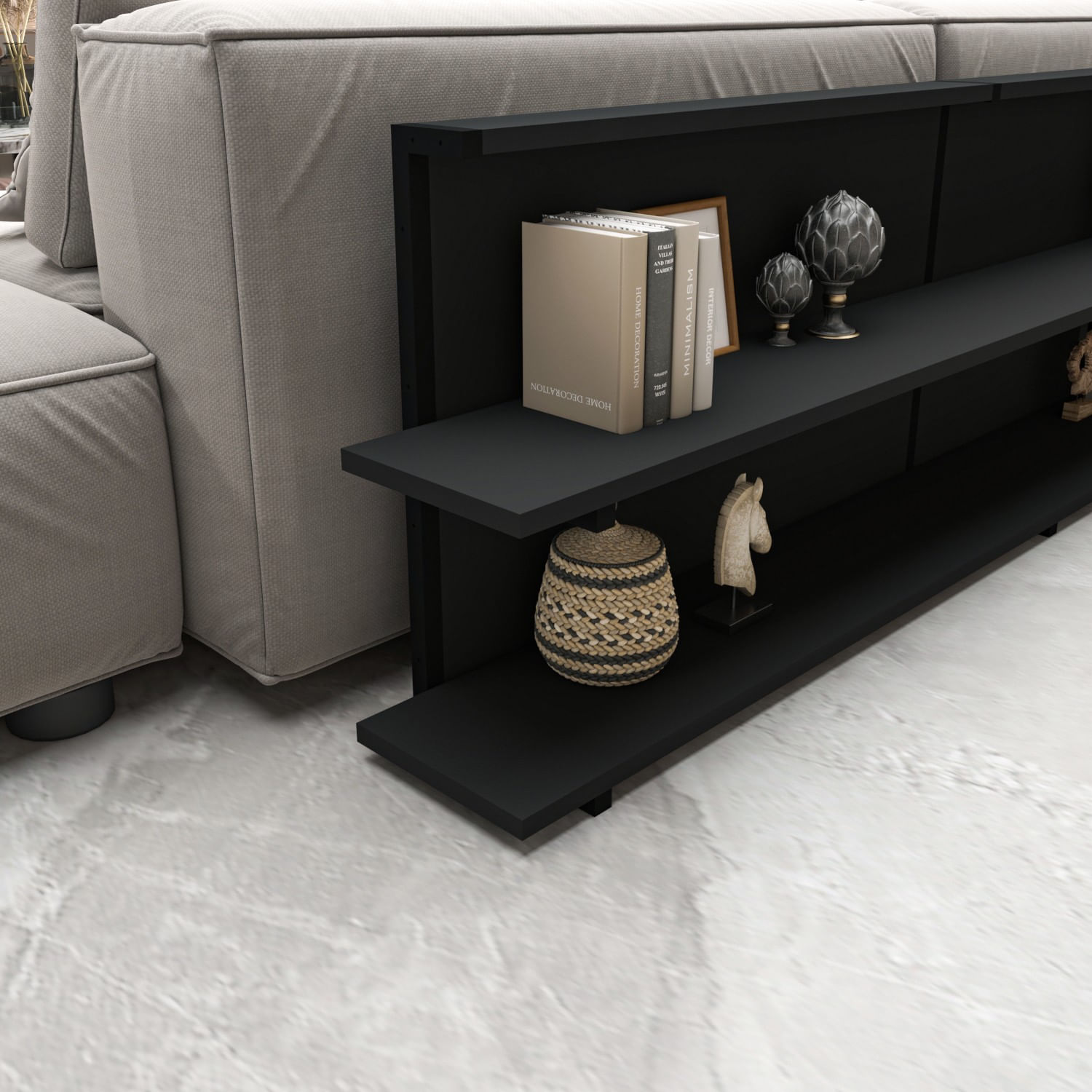 Consola, Hanah Home, pal melaminat si metal, antracit, 180x52x22 cm — imaginea 6