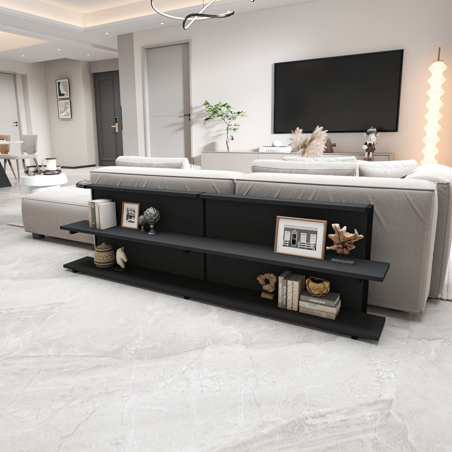 Consola, Hanah Home, pal melaminat si metal, antracit, 180x52x22 cm — imaginea 7