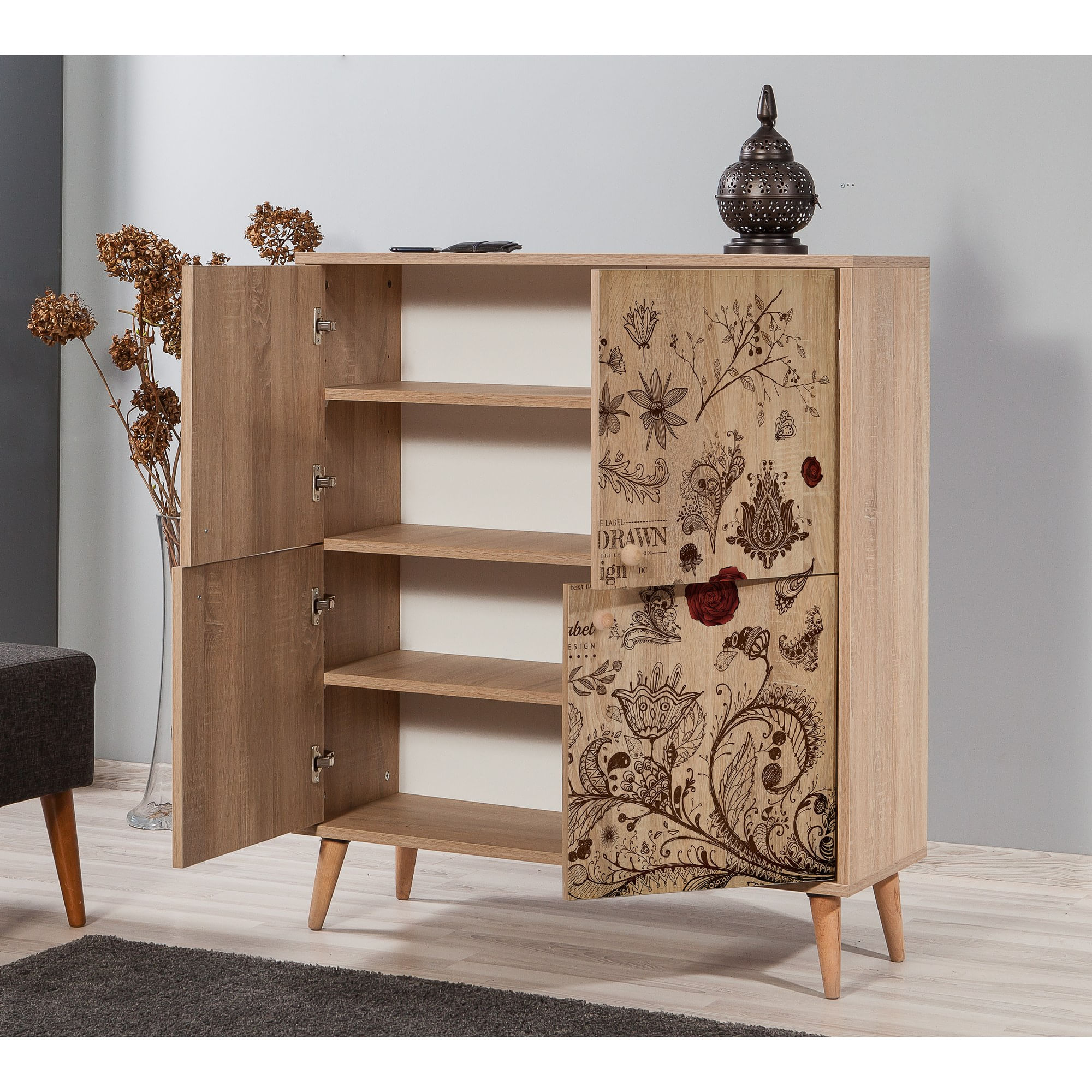 Dulap multifunctional, Hanah Home, pal melaminat, stejar sonoma, 95x36x111 cm, 863SPH3952 — imaginea 2