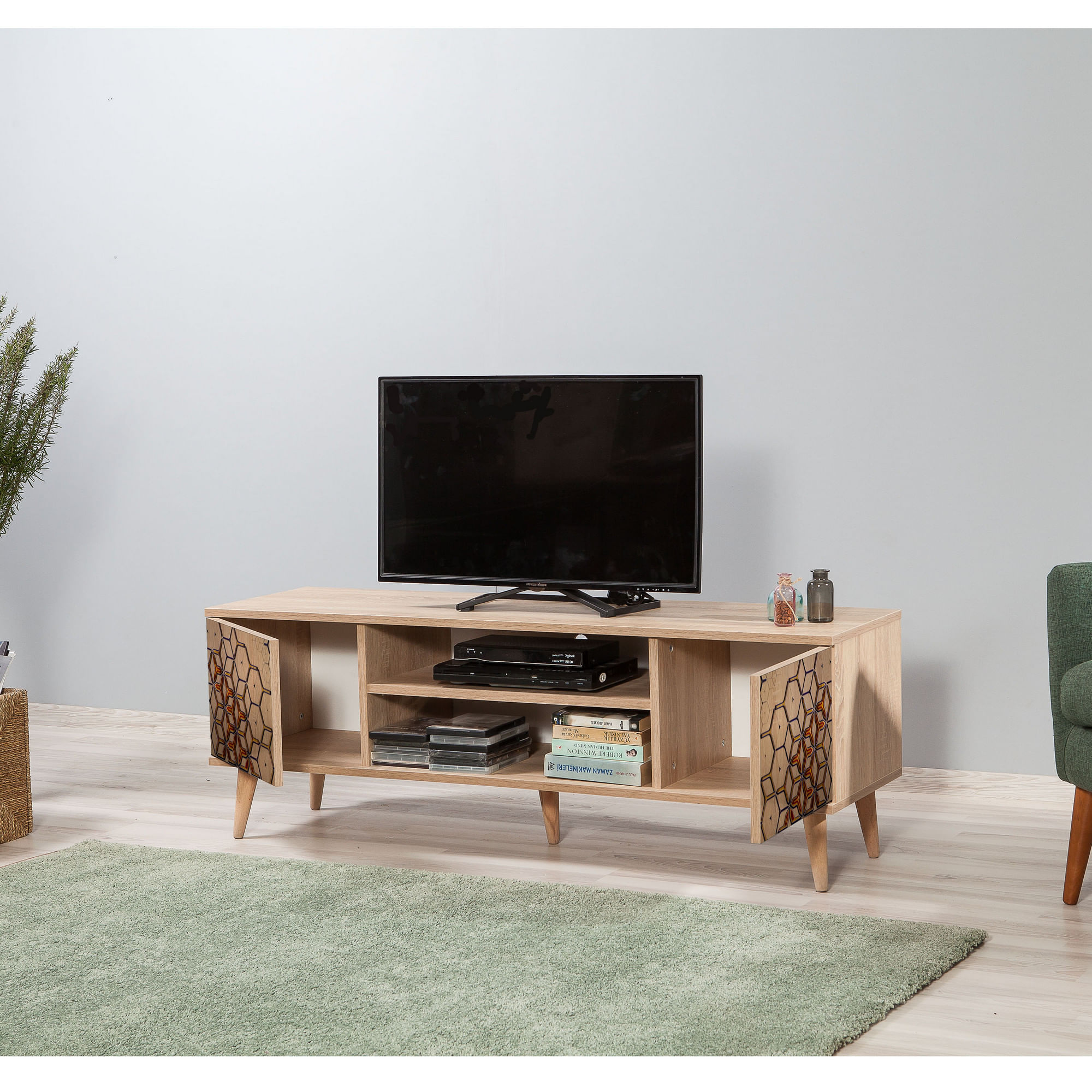 Comoda tv, Hanah Home, pal melaminat, stejar sonoma, 140x40x50 cm, 863SPH3032 — imaginea 5