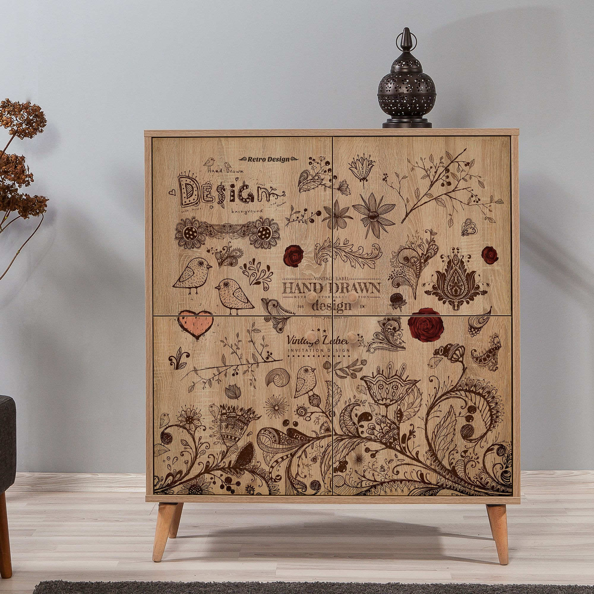 Dulap multifunctional, Hanah Home, pal melaminat, stejar sonoma, 95x36x111 cm, 863SPH3952 — imaginea 8