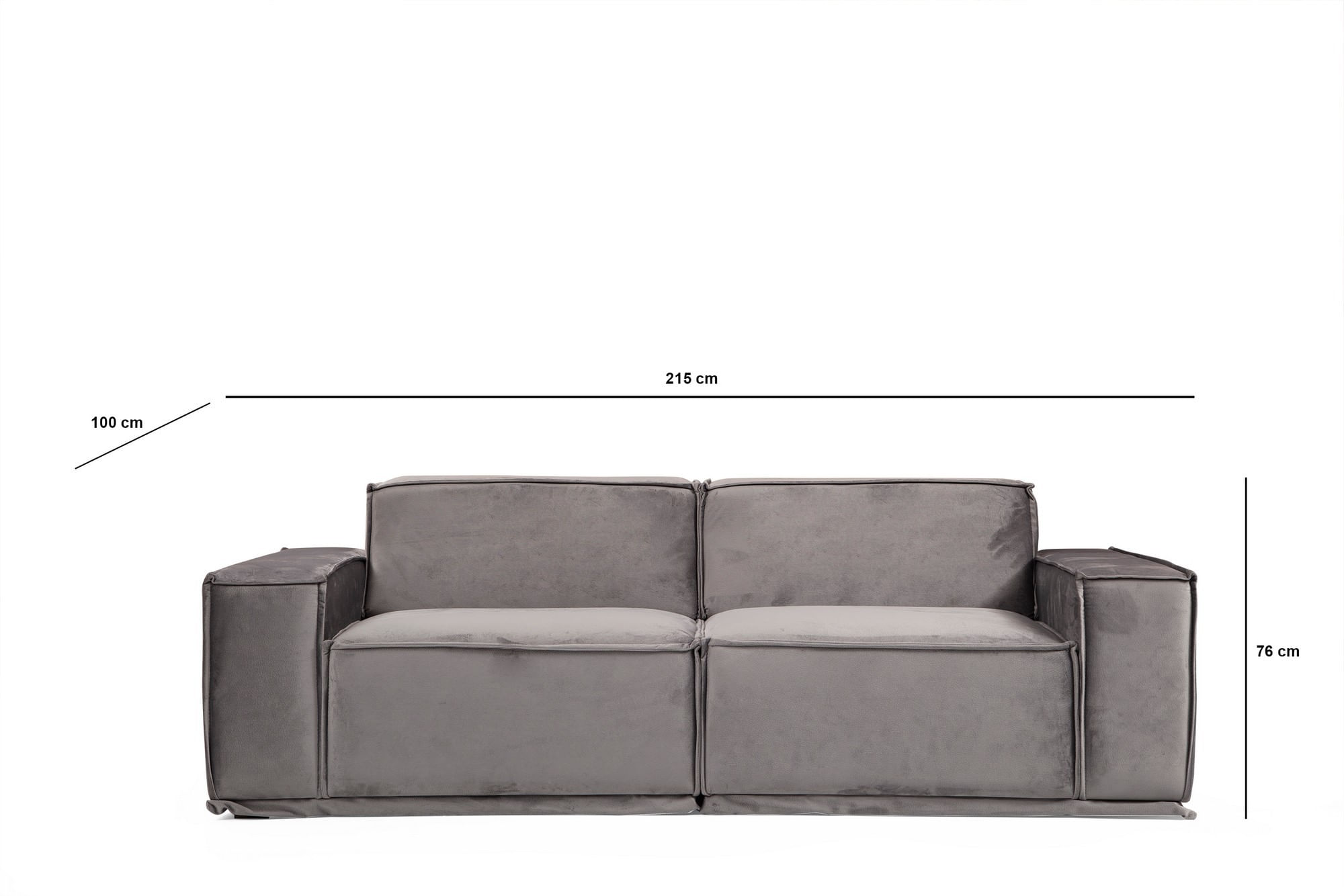 Canapea 2 locuri, Hanah Home, lemn fag si pal, gri, 215x100x76 cm — imaginea 2
