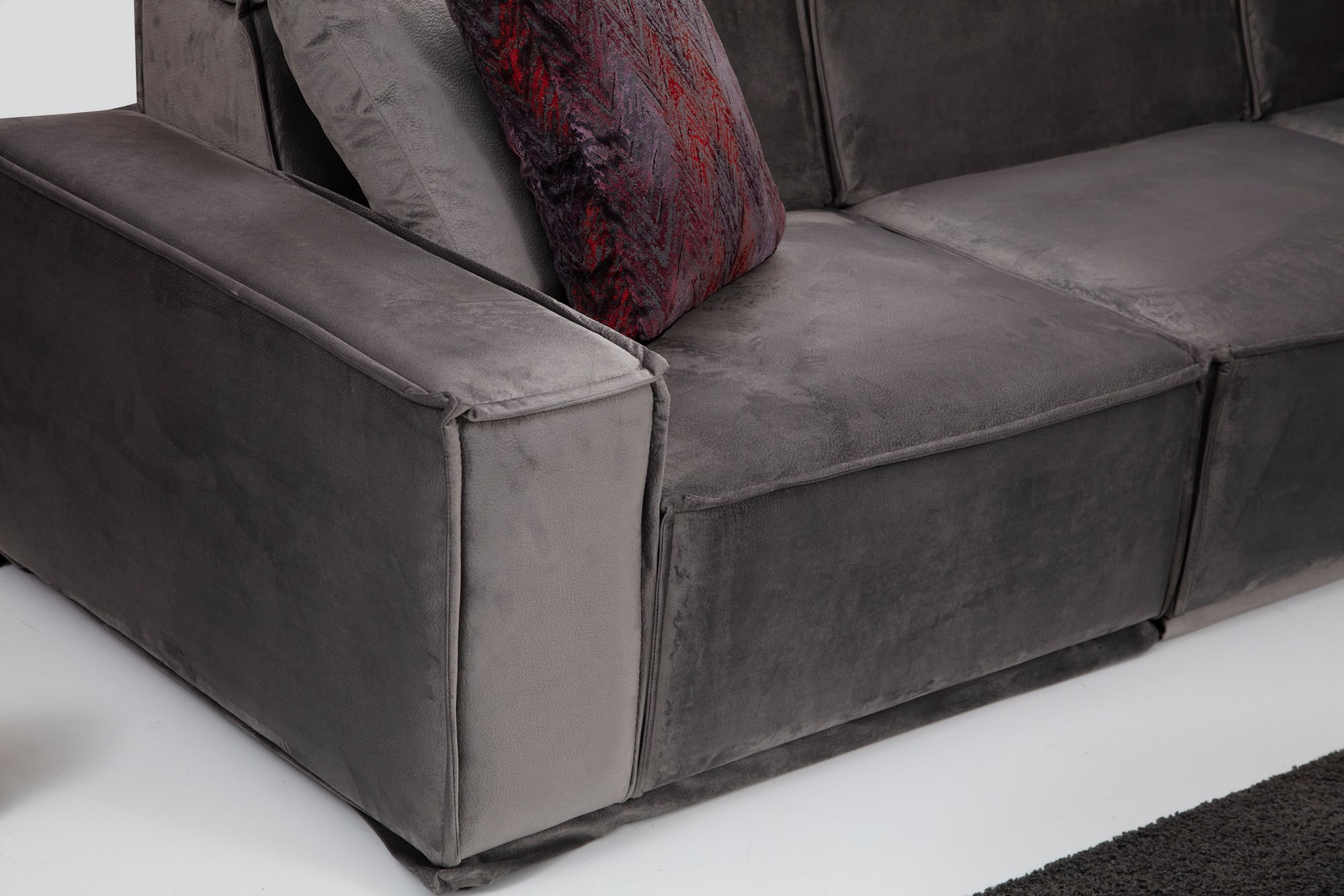 Canapea 2 locuri, Hanah Home, lemn fag si pal, gri, 215x100x76 cm — imaginea 6
